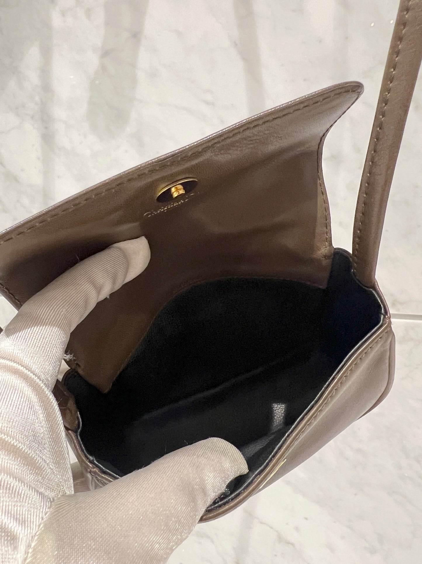 Dior CD橄欖啡綠色皮革斜背袋則肩手提包 中古Vintage