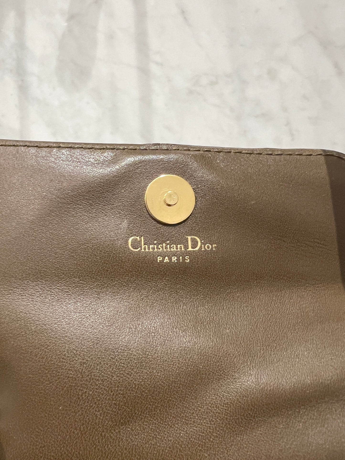 Dior CD橄欖啡綠色皮革斜背袋則肩手提包 中古Vintage