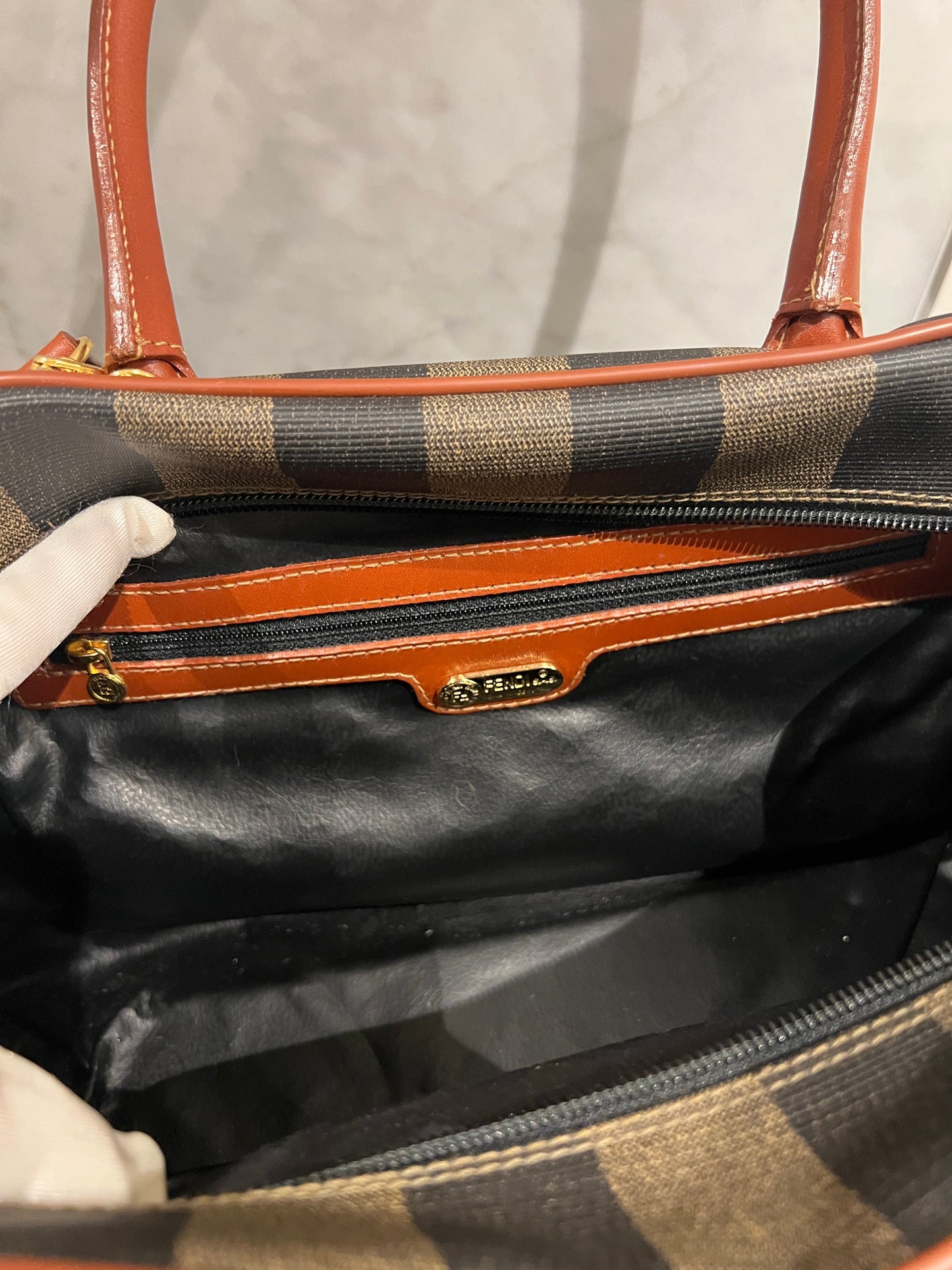 Fendi波士頓斜揹手提肩背包 原裝肩帶 皮革品牌拉鍊