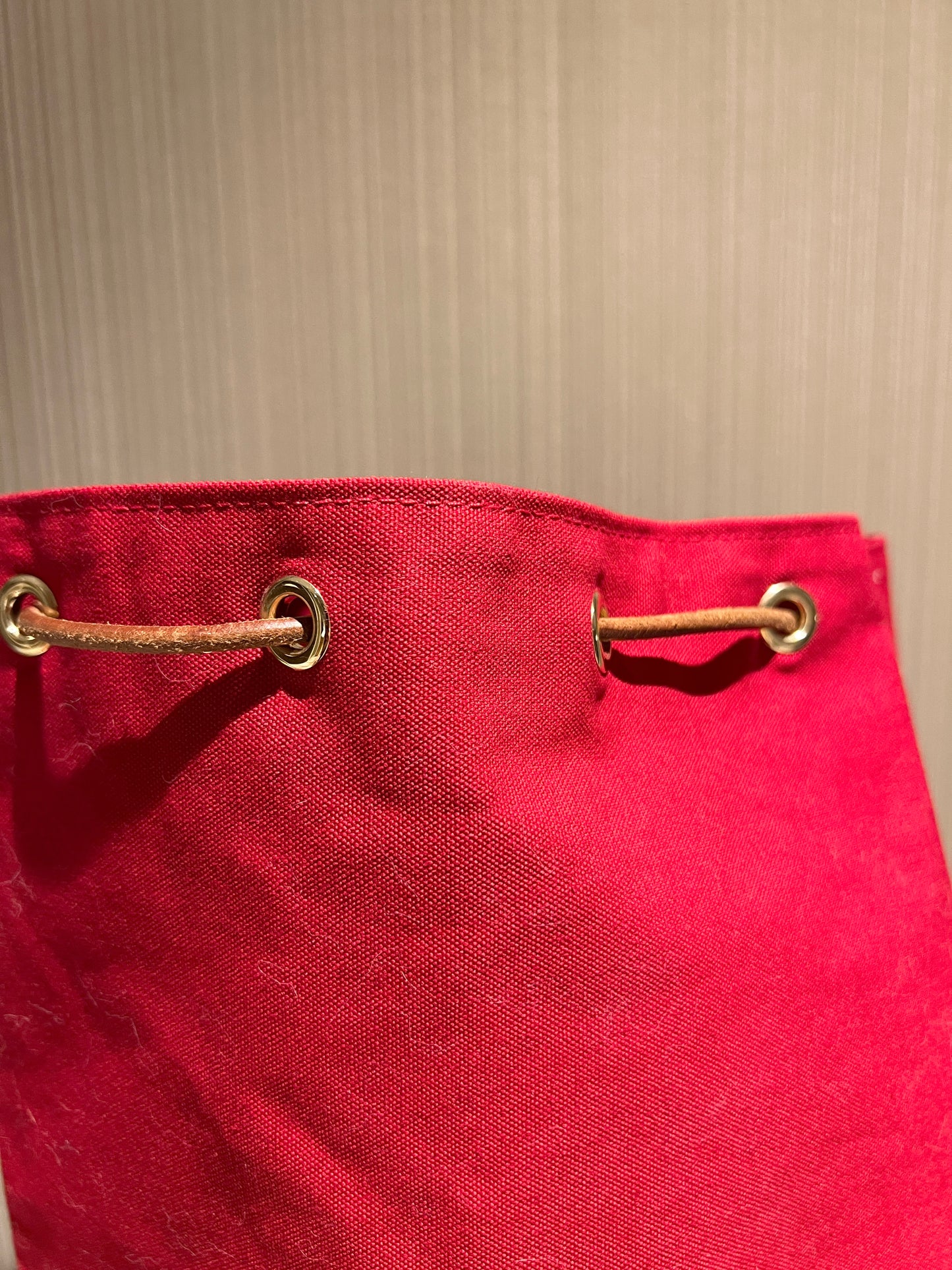 HERMES Vintage Backpack中古紅色帆布金扣皮革肩帶背包皮肩背袋