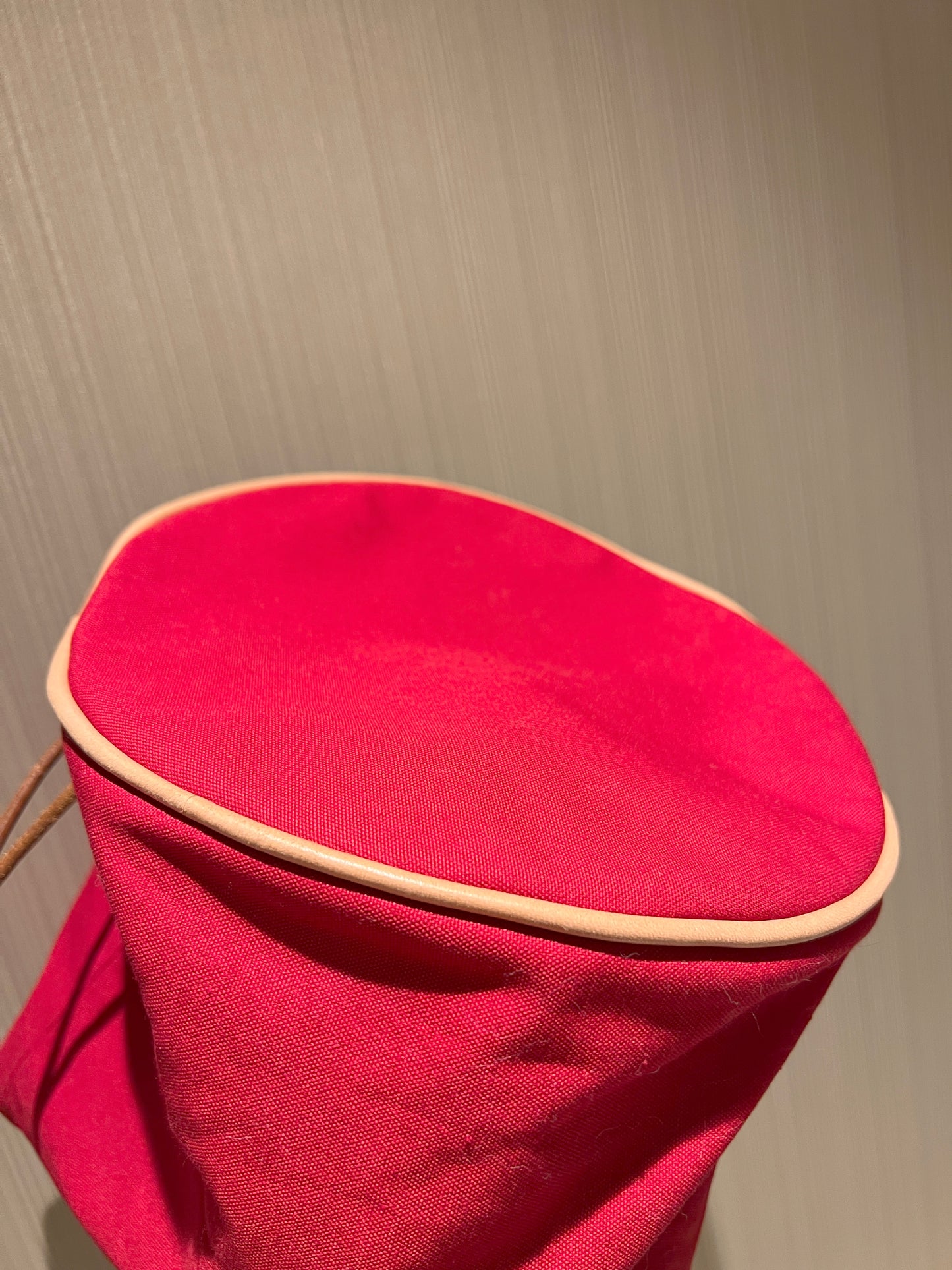 HERMES Vintage Backpack中古紅色帆布金扣皮革肩帶背包皮肩背袋