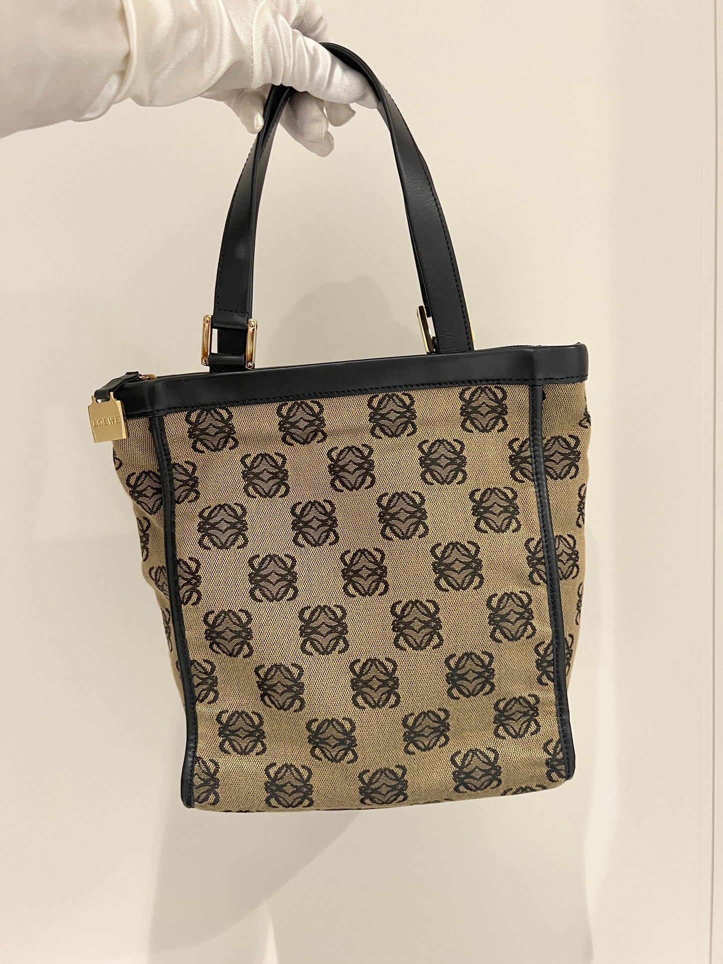 LOEWE稀有小琴譜手提側肩包 贈金屬鏈條肩帶 中古Vintage