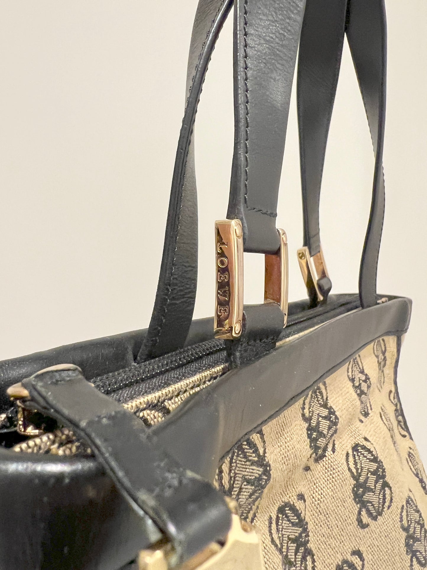 LOEWE稀有小琴譜手提側肩包 贈金屬鏈條肩帶 中古Vintage