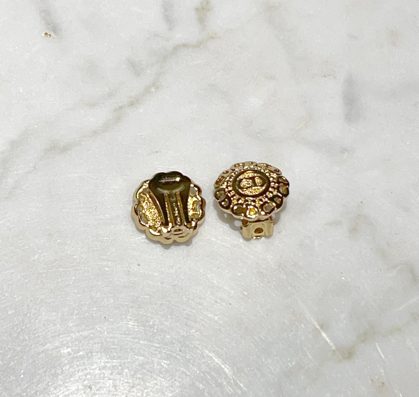 Dior極美品中古vintage稀有CD環形金色耳夾 情人節禮物絨面首飾盒