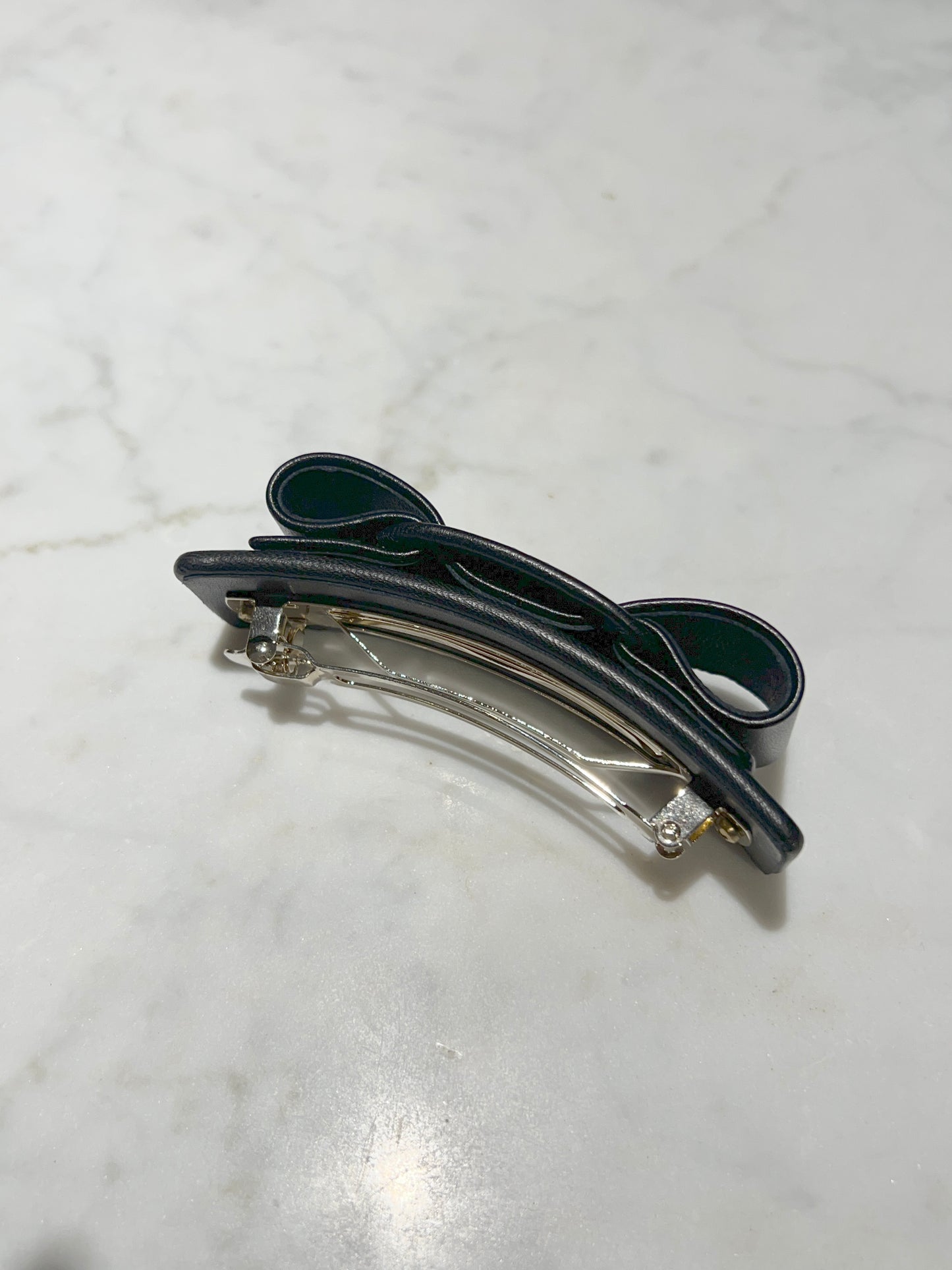 Ferragamo皮革蝴蝶結氣質髮夾 原裝盒塵袋 日本中古二手vintage