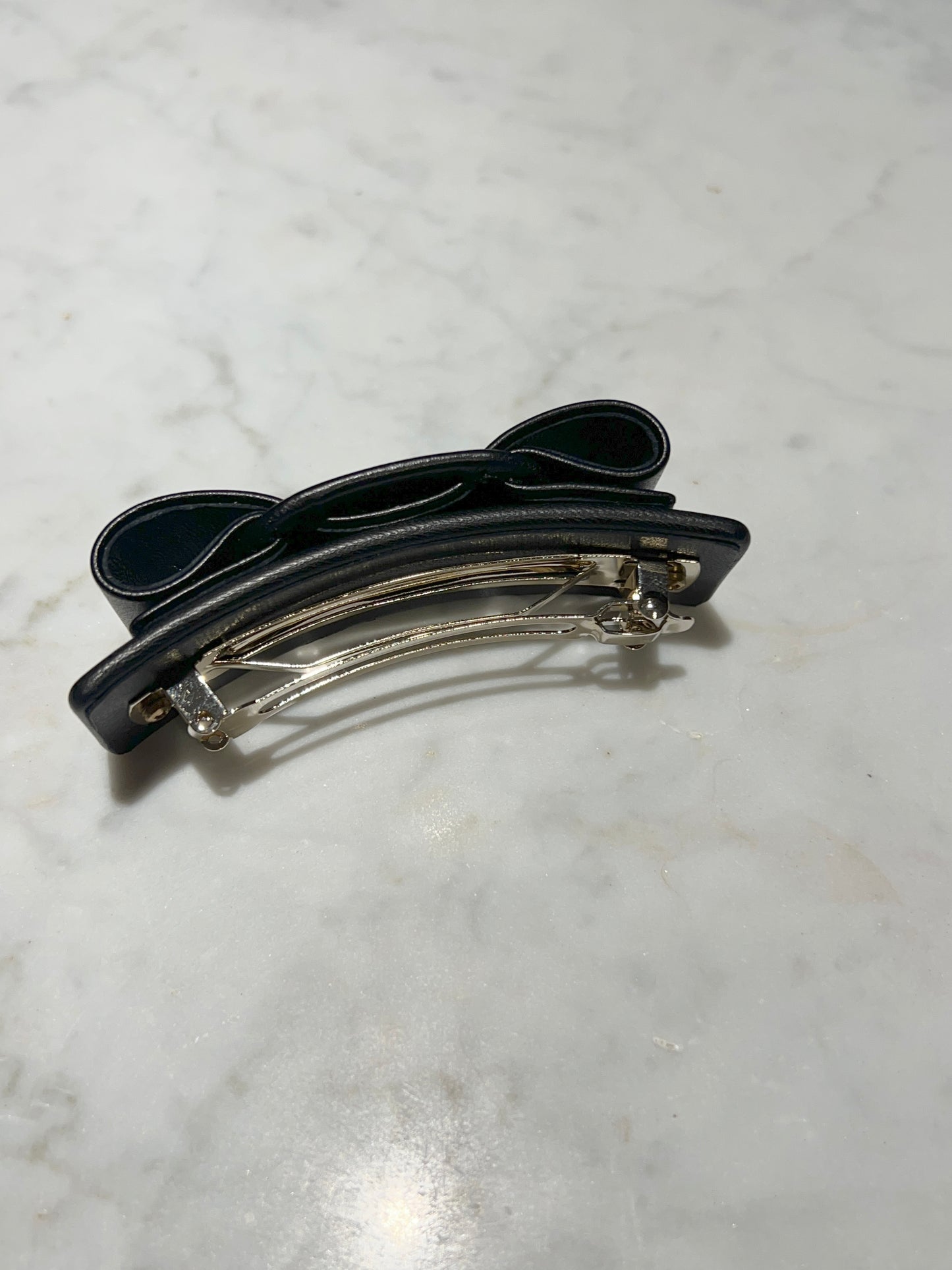 Ferragamo皮革蝴蝶結氣質髮夾 原裝盒塵袋 日本中古二手vintage