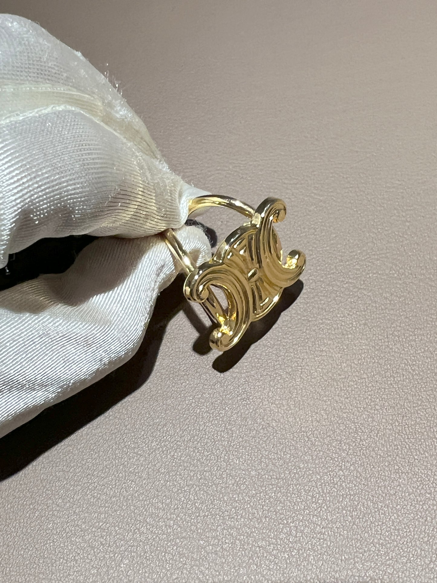 Celine稀有凱旋門金色絲巾扣絲巾環 日本中古Vintage
