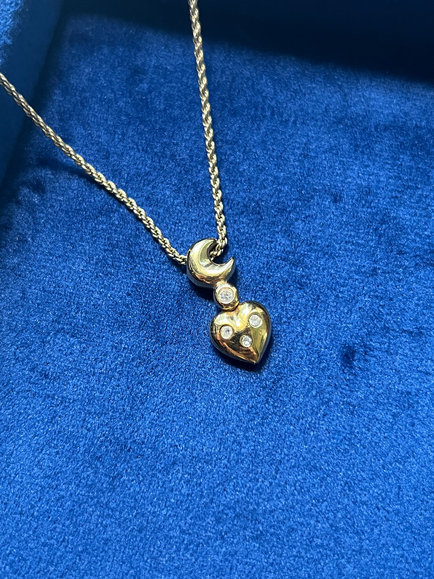 Dior月亮心形吊墜頸鏈項鏈