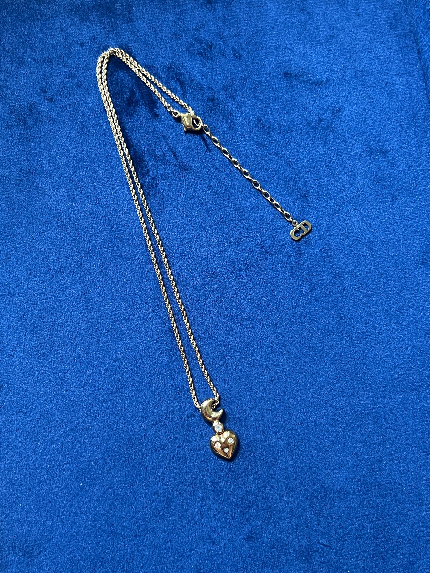 Dior月亮心形吊墜頸鏈項鏈