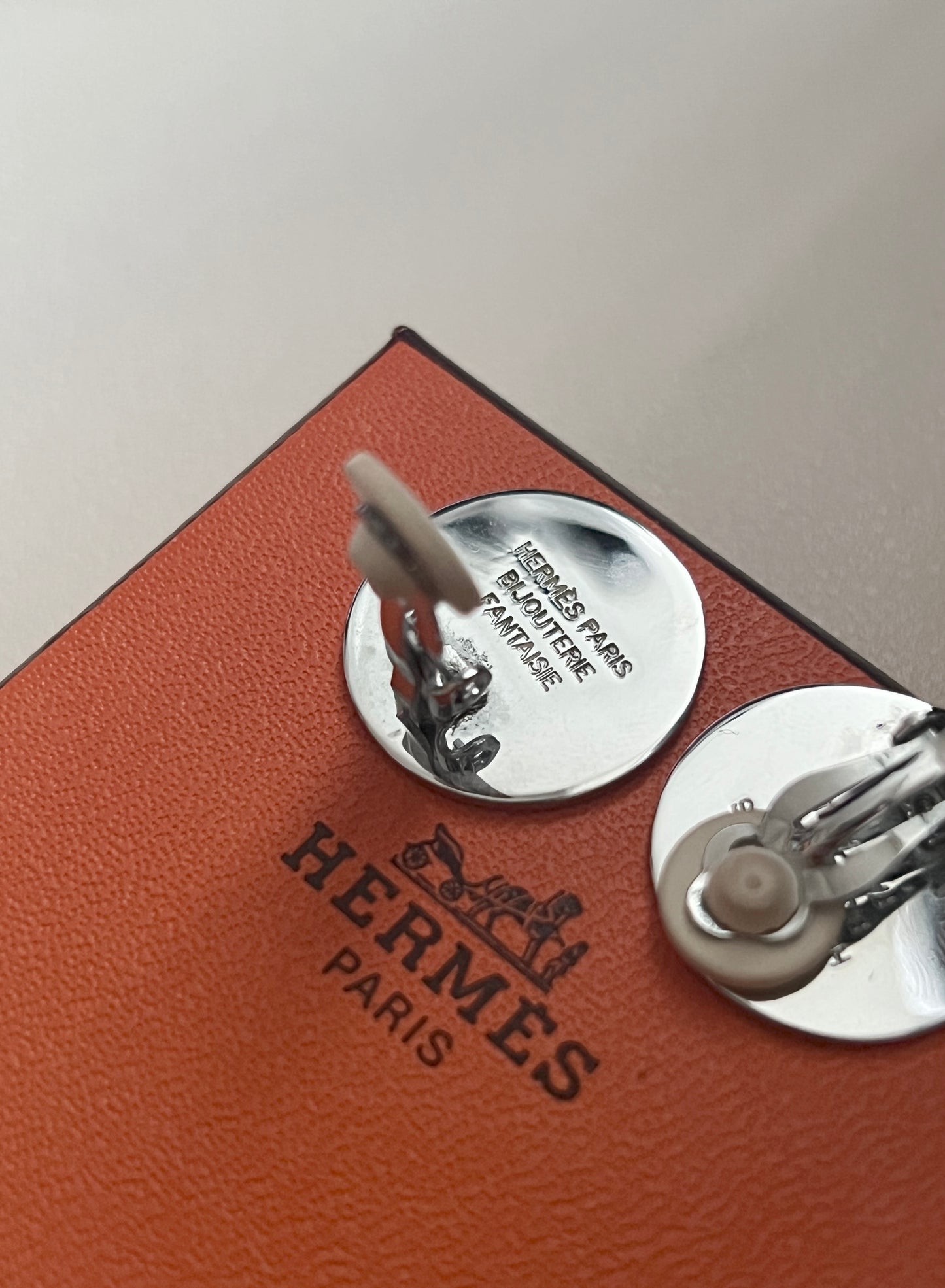 Hermes中古夾式銀字耳環 日本中古二手vintage