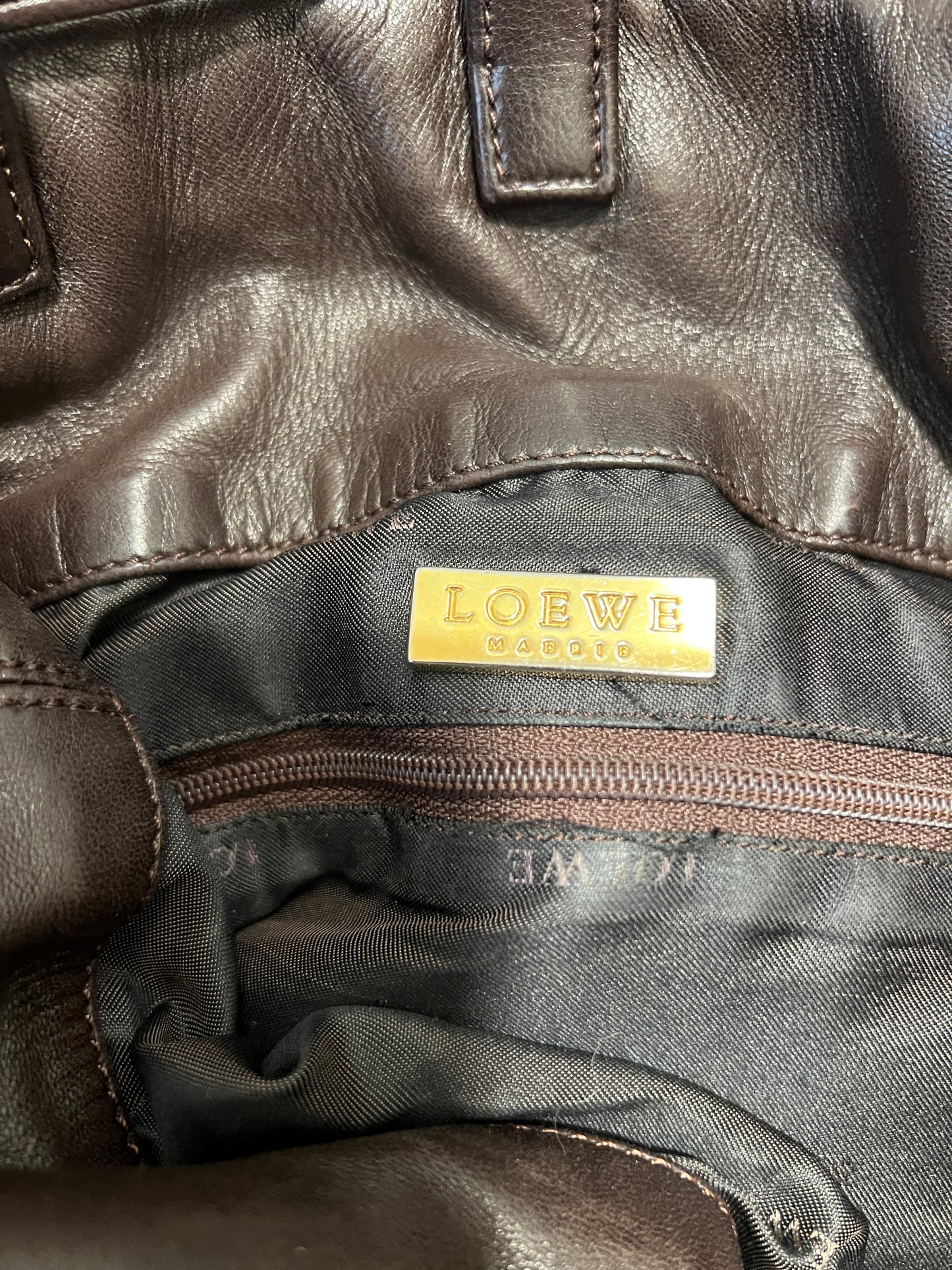 Loewe深啡色軟滑小羊皮背包肩背袋 日本中古二手vintage