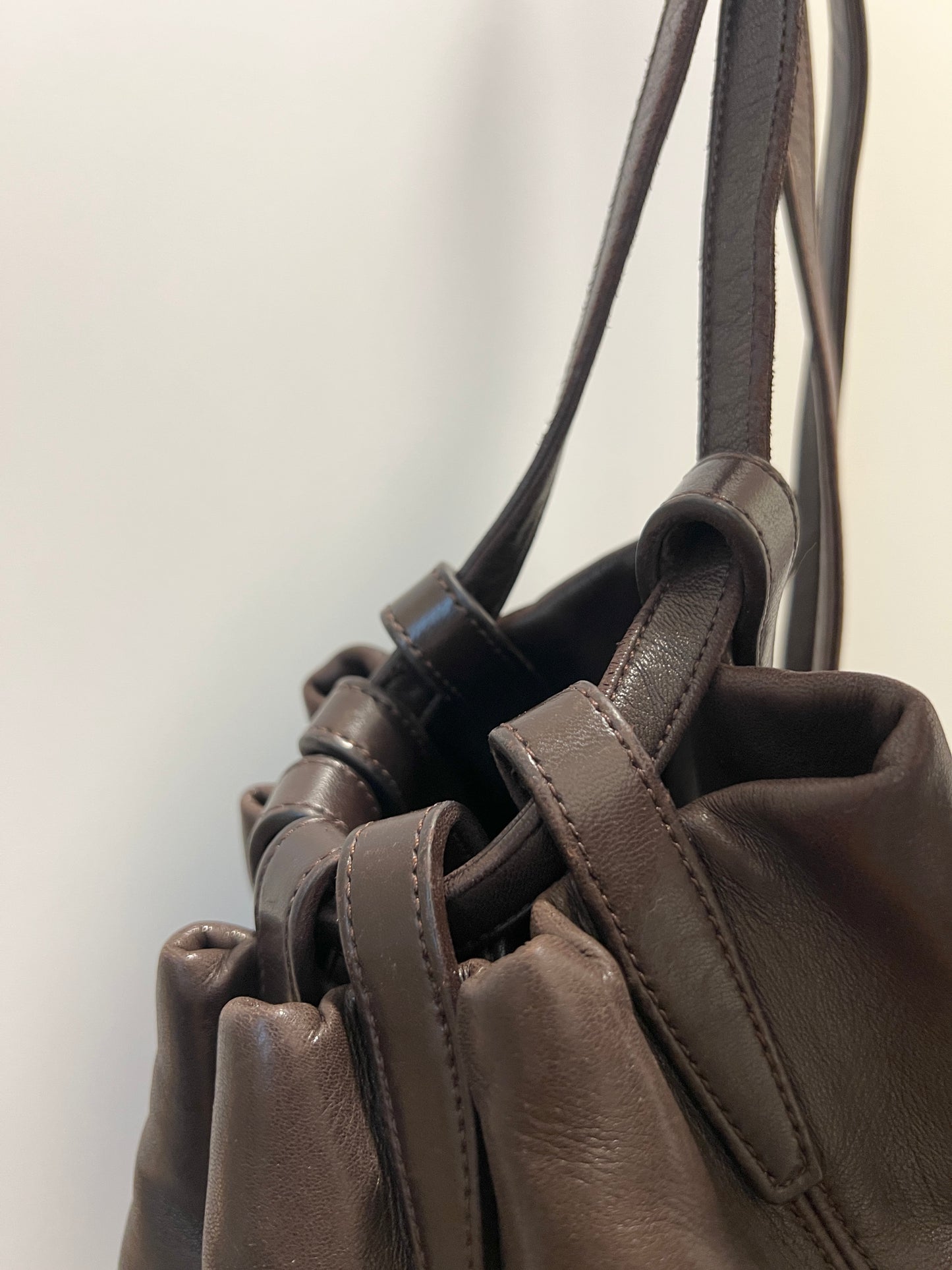 Loewe深啡色軟滑小羊皮背包肩背袋 日本中古二手vintage