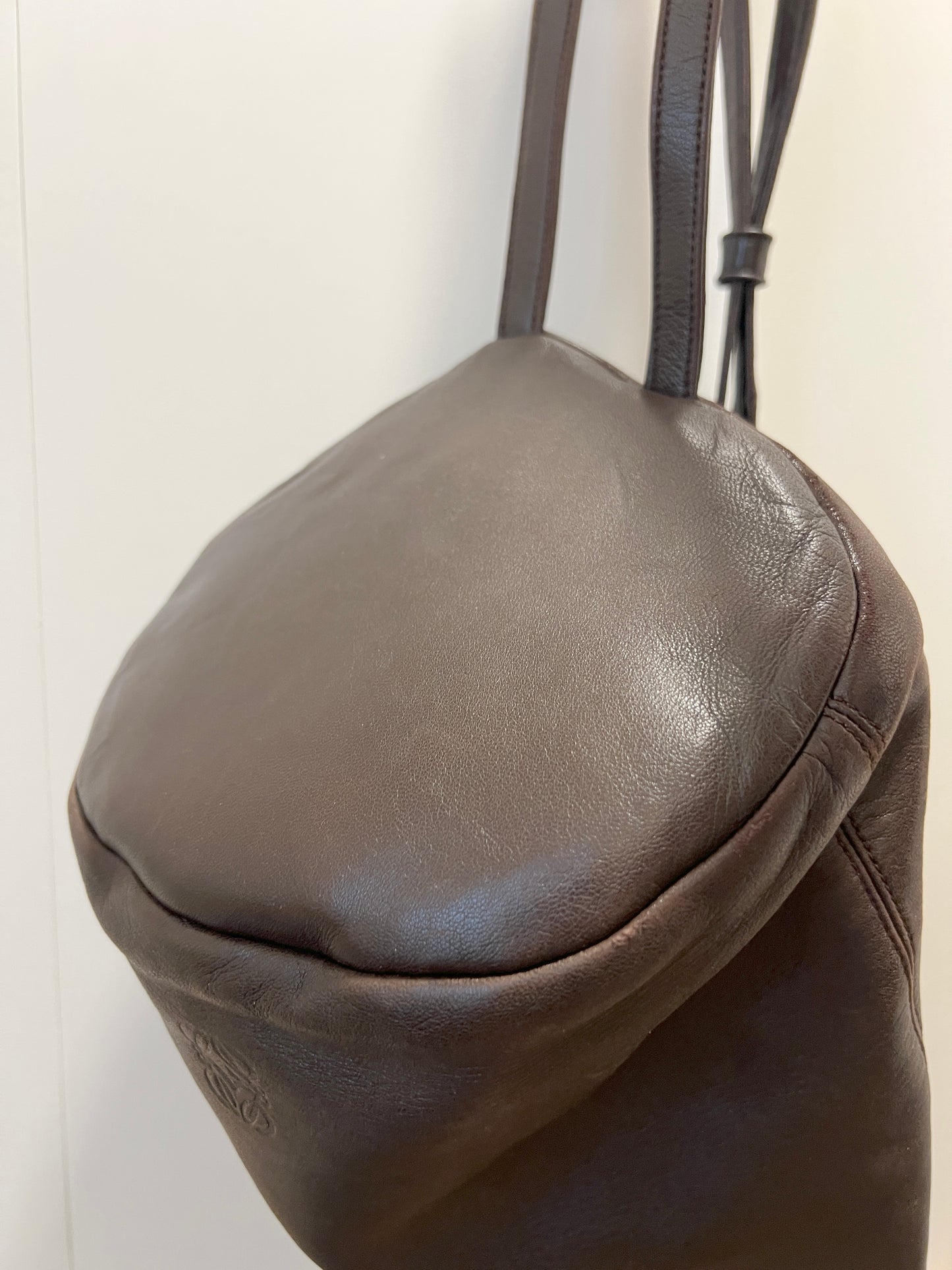 Loewe深啡色軟滑小羊皮背包肩背袋 日本中古二手vintage