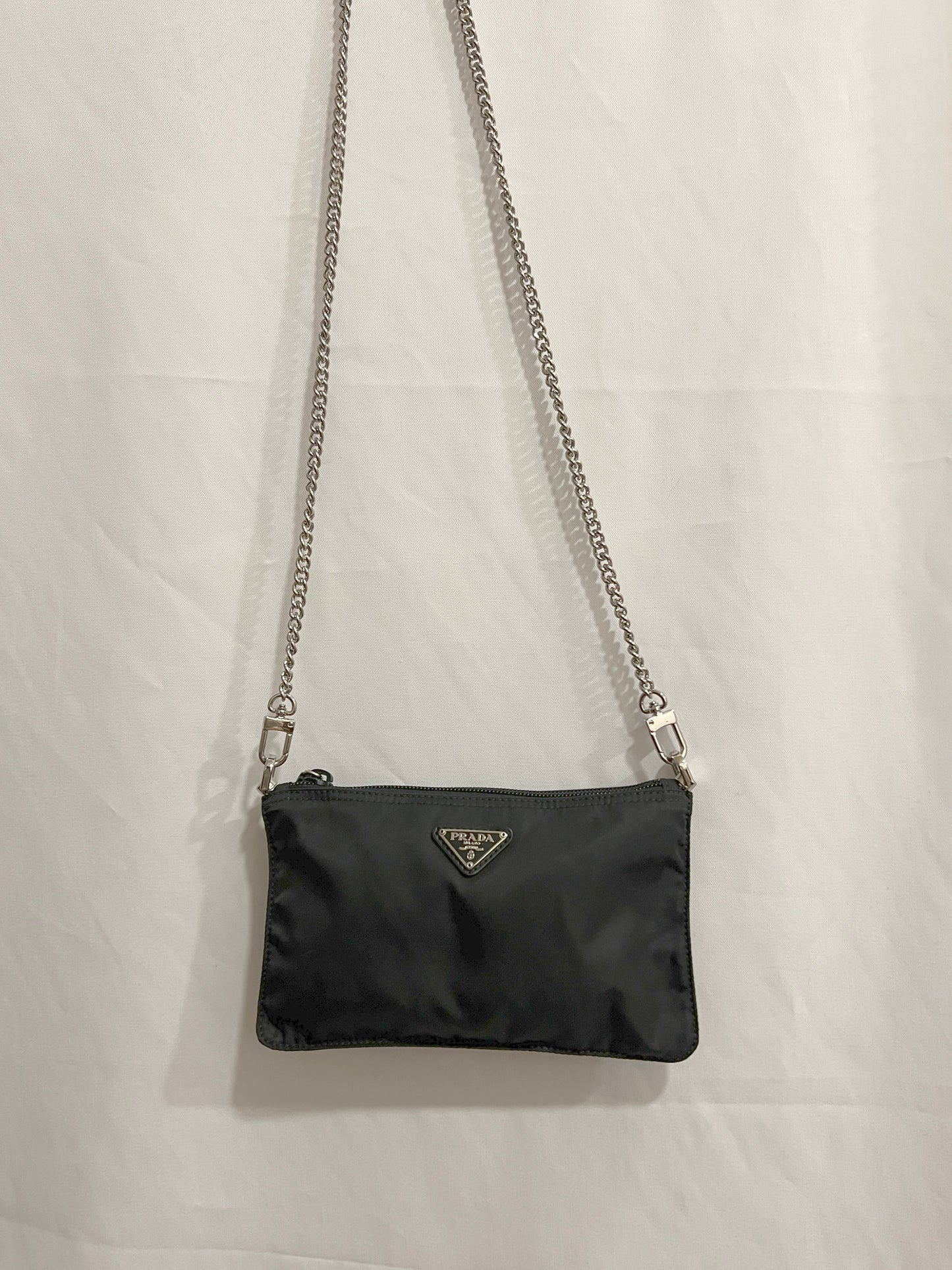 Prada黑色降落傘尼龍小手袋側肩斜揹袋 有保證卡 日本vintage