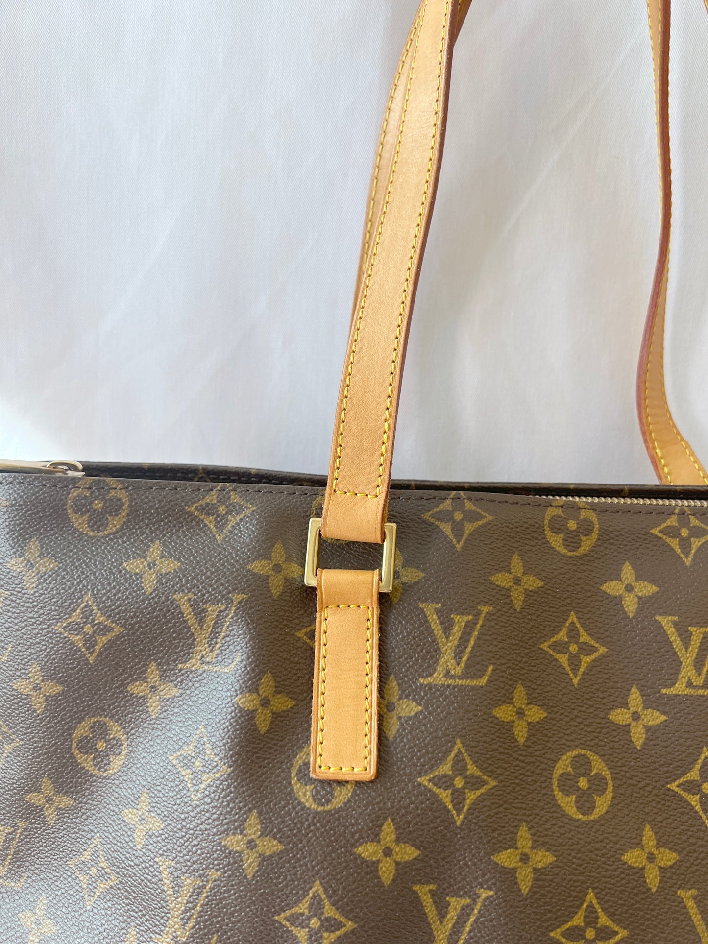 LV Cabas Mezzo啡色老花大容量手提肩背則肩包