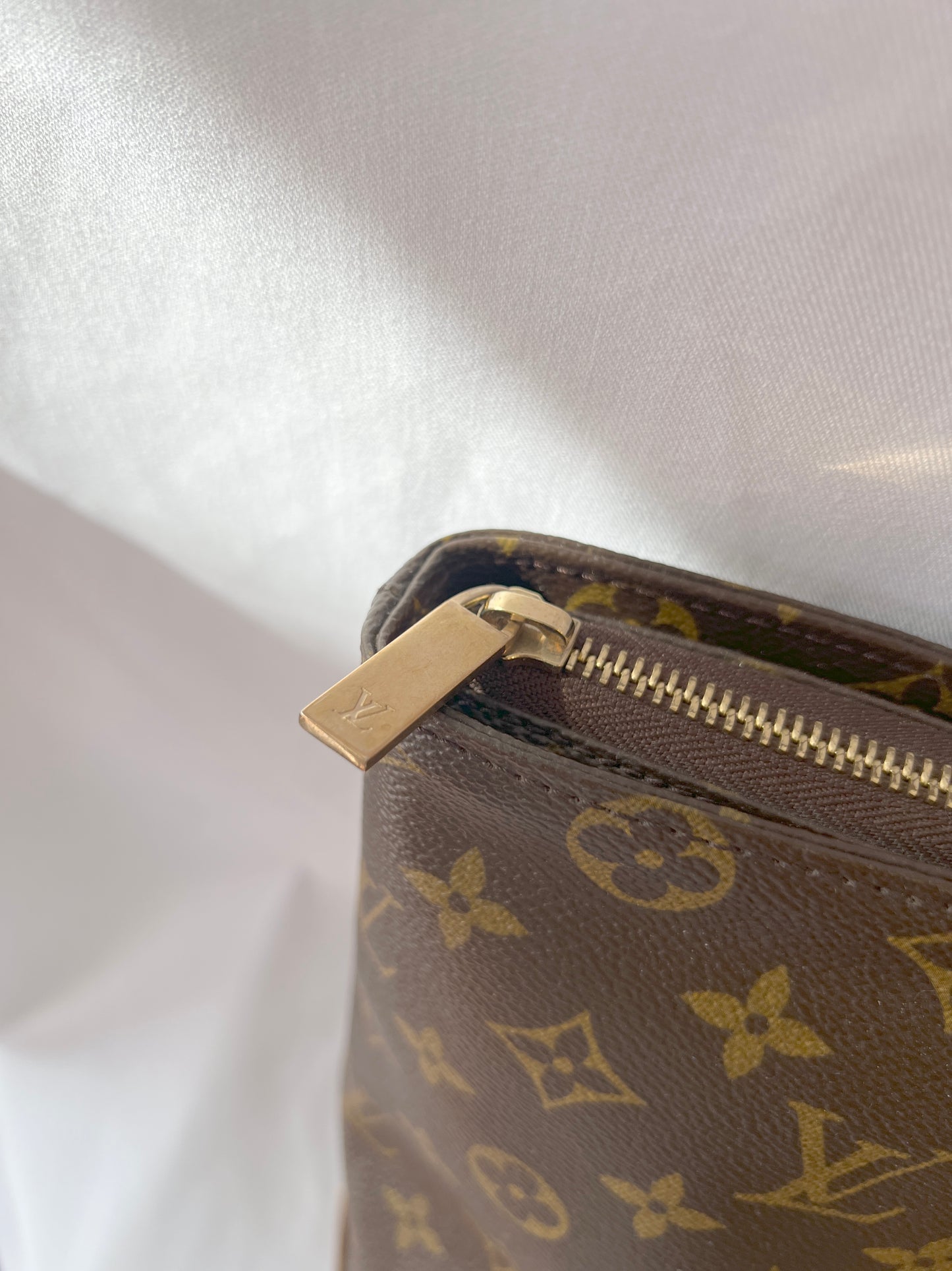 LV Cabas Mezzo啡色老花大容量手提肩背則肩包