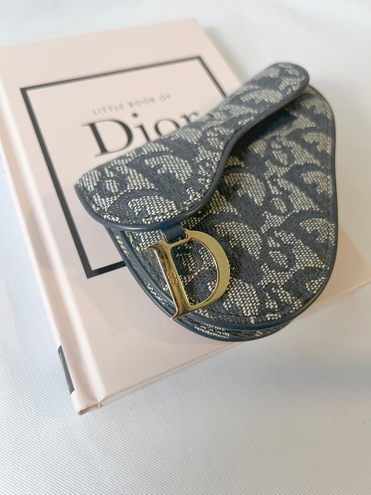 Dior馬鞍老花深藍色手提袋送肩帶側背肩背斜背包
