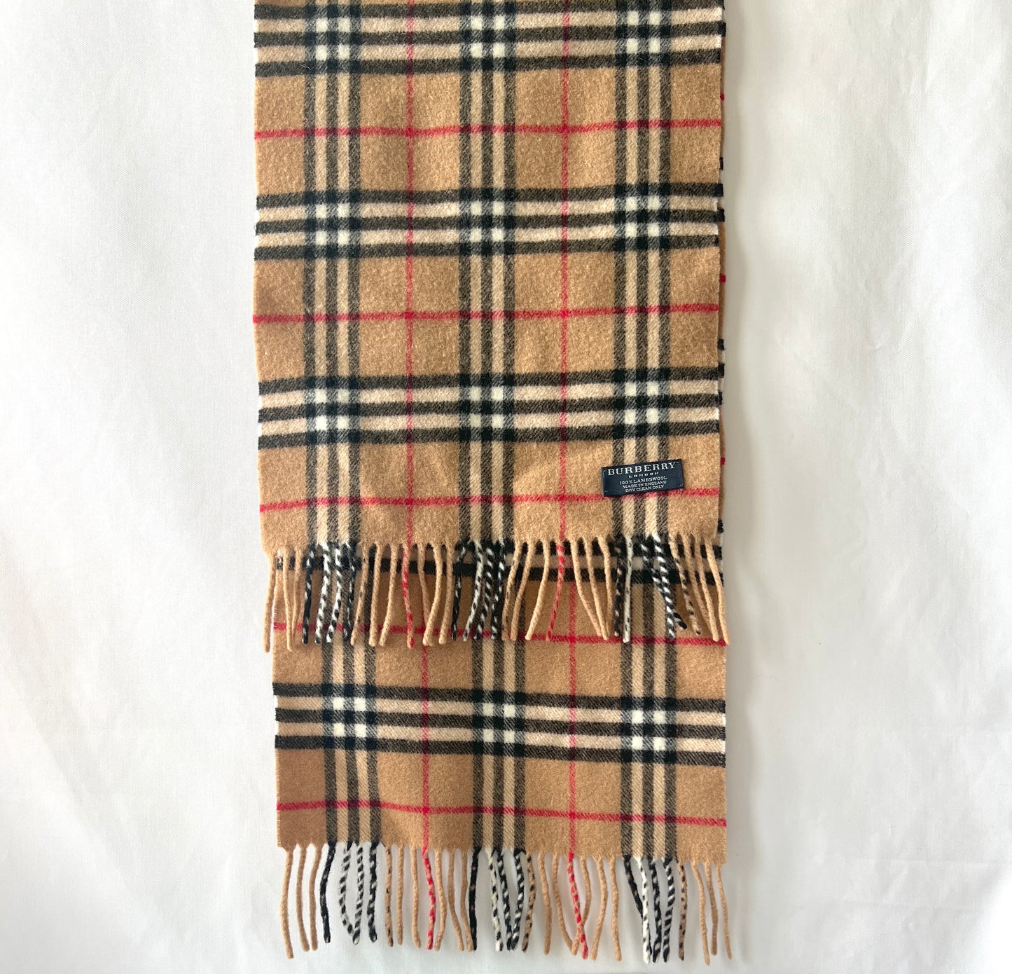 Burberry Scarf經典啡色格紋流蘇頸巾 全羊毛