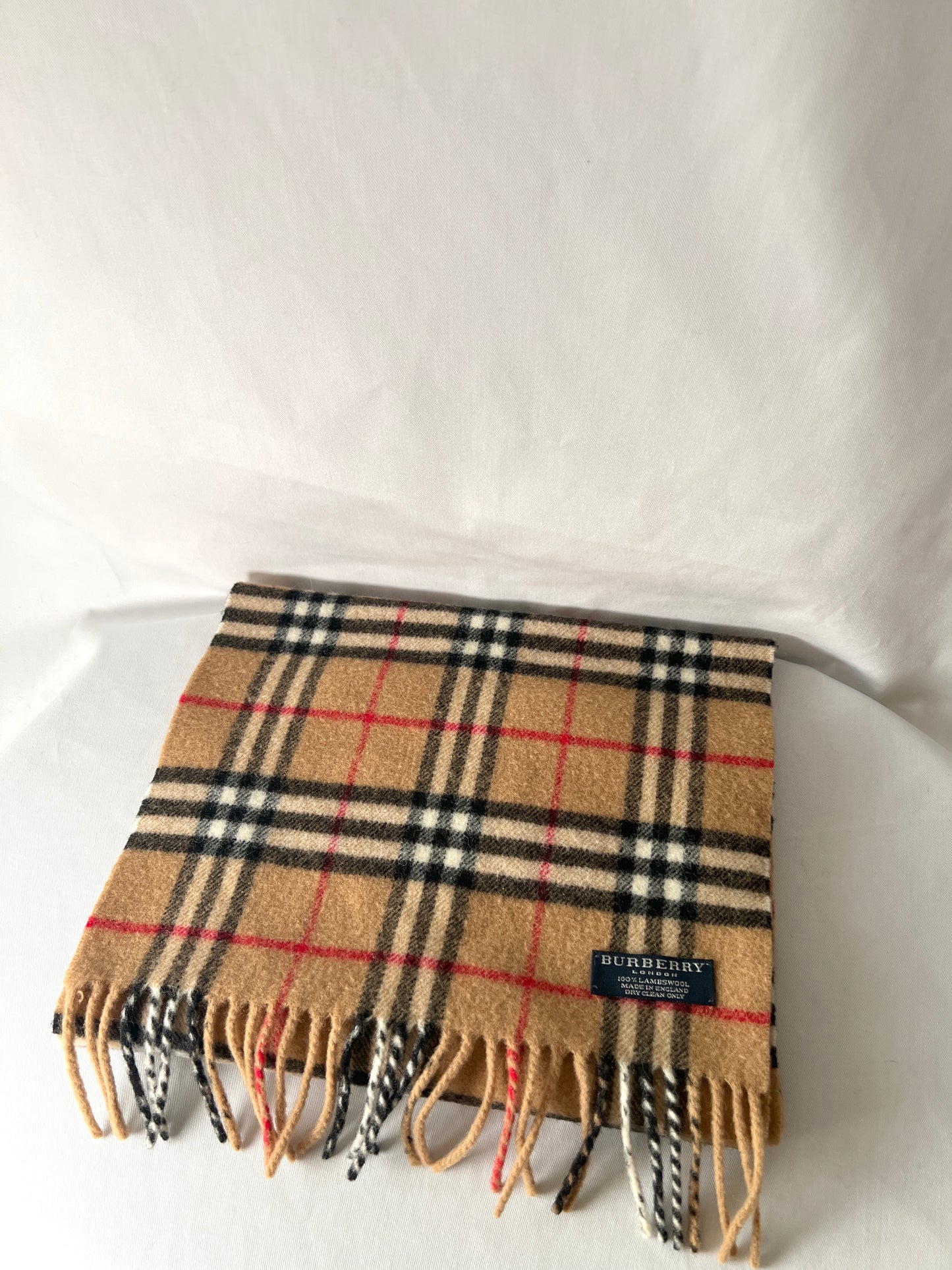 Burberry Scarf經典啡色格紋流蘇頸巾 全羊毛