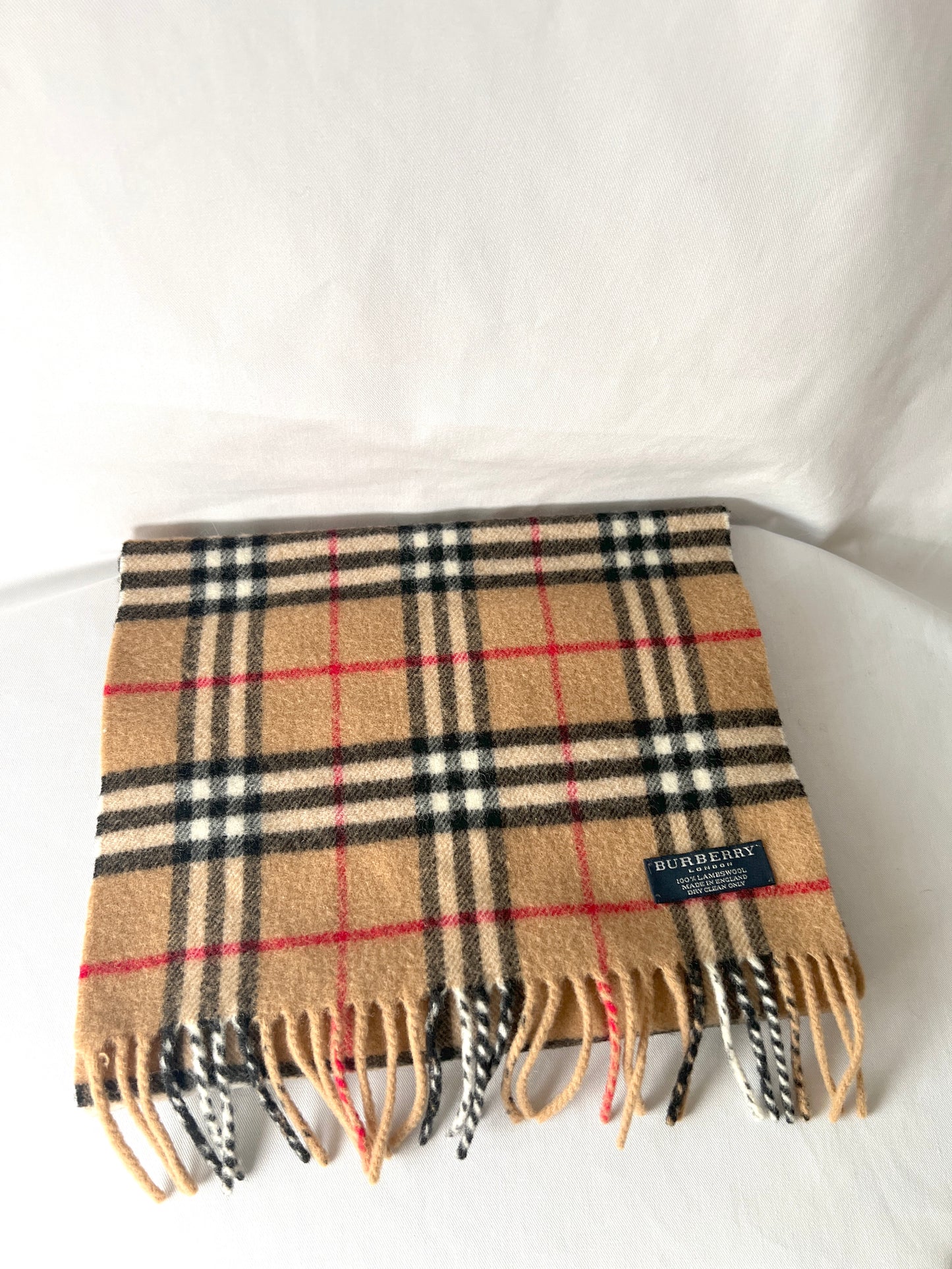 Burberry Scarf經典啡色格紋流蘇頸巾 全羊毛