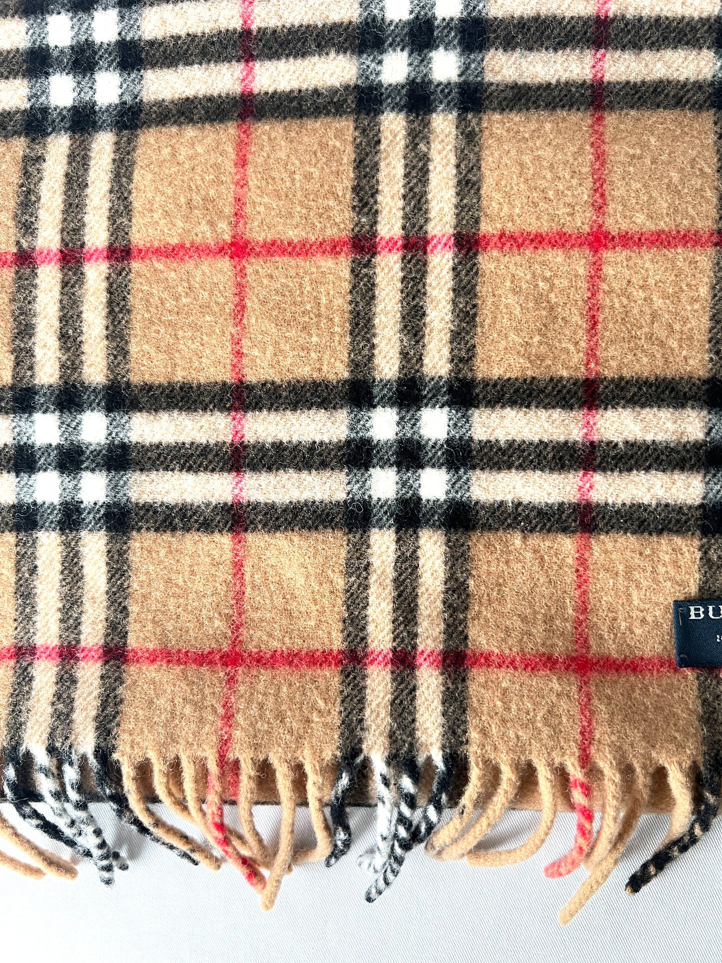 Burberry Scarf經典啡色格紋流蘇頸巾 全羊毛