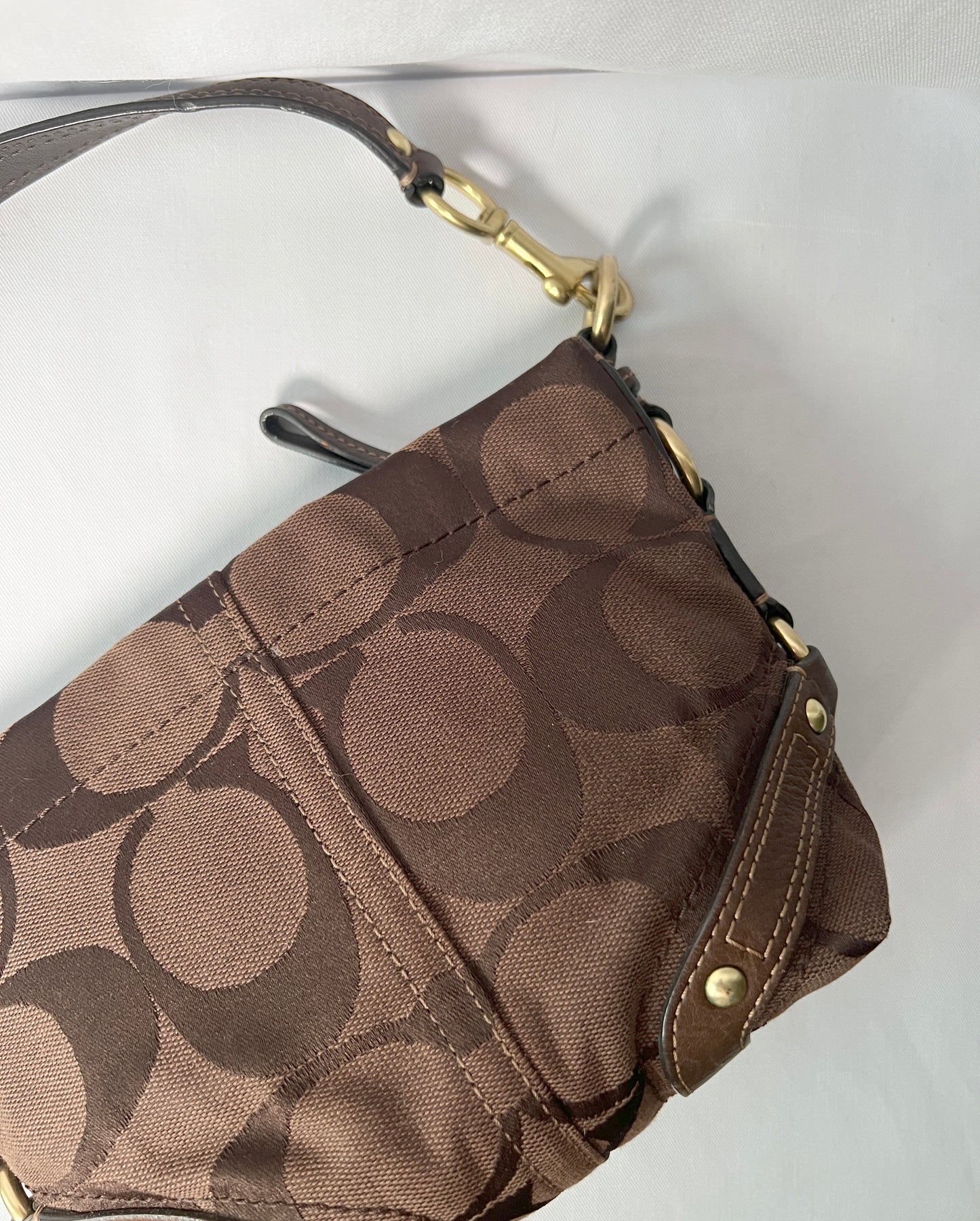 Coach啡色中古手提袋肩背側肩袋腋下包 日本中古二手vintage