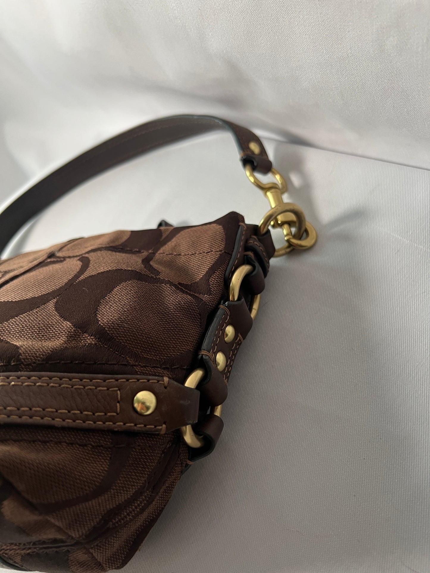 Coach啡色中古手提袋肩背側肩袋腋下包 日本中古二手vintage
