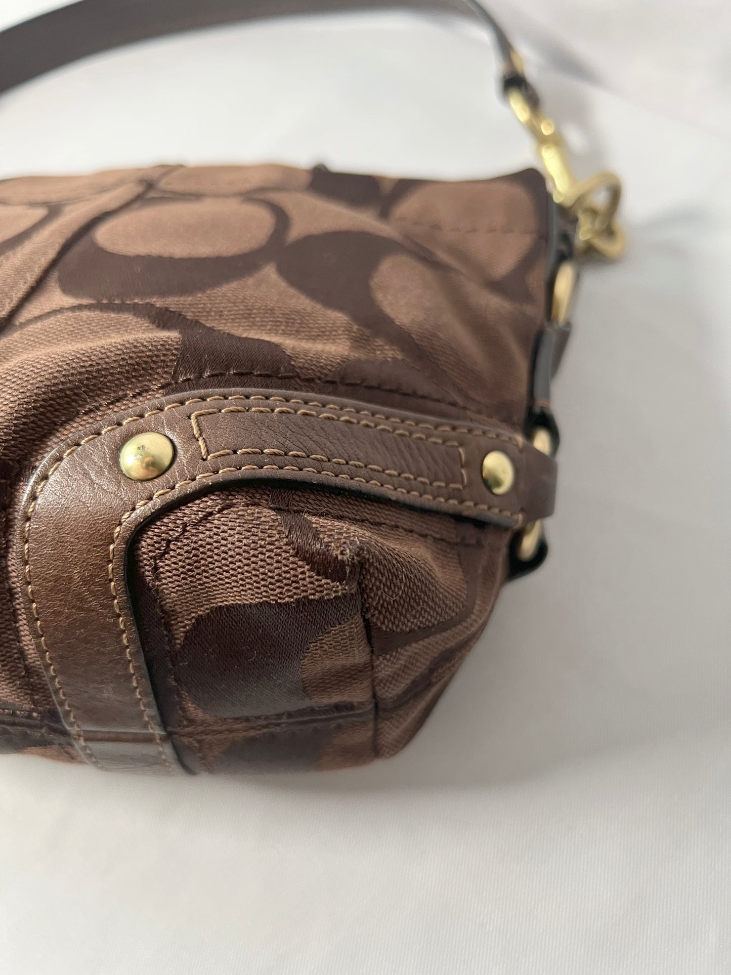 Coach啡色中古手提袋肩背側肩袋腋下包 日本中古二手vintage