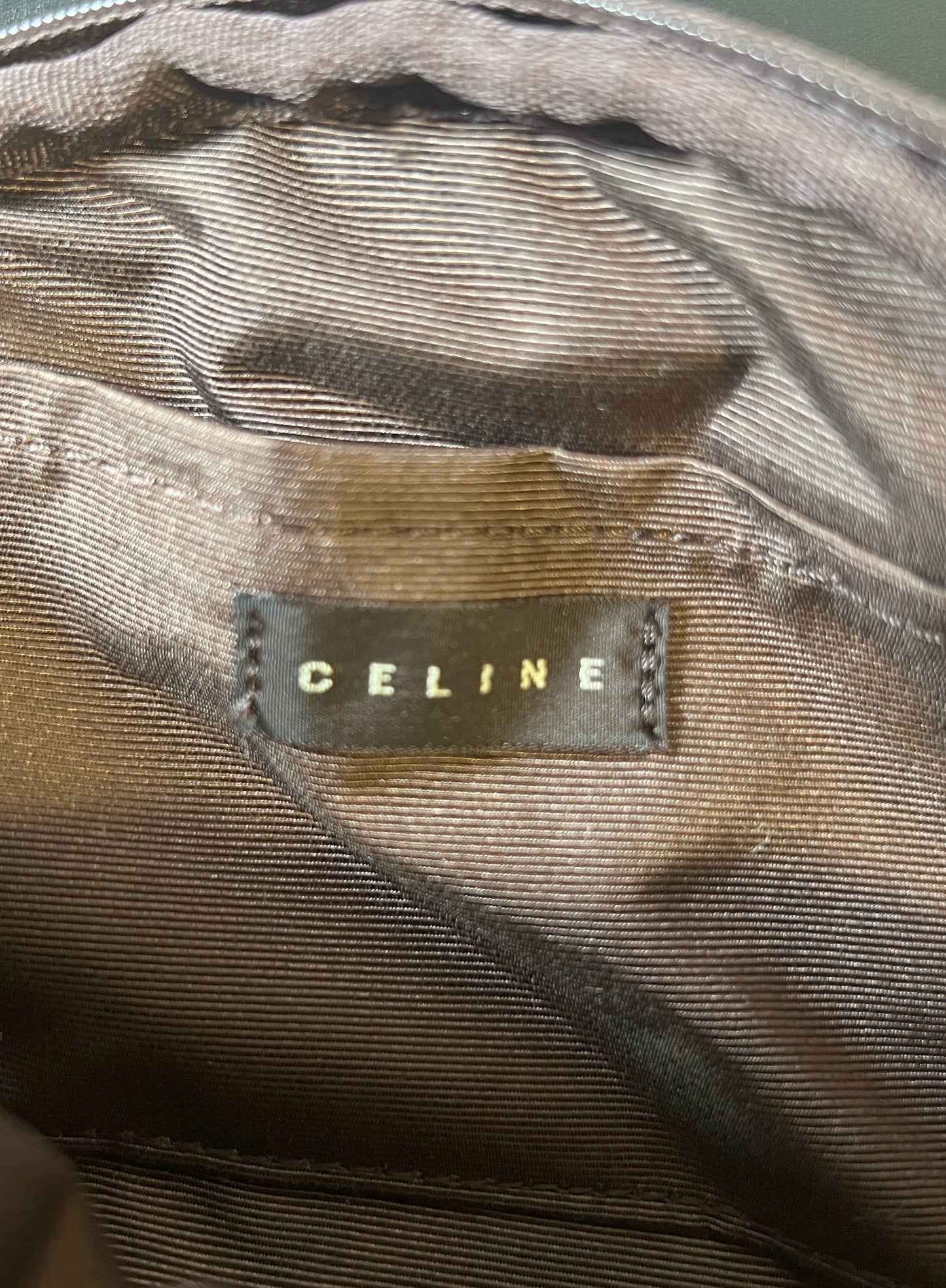 Celine啡色凱旋門化妝包手拿袋 棉質毛巾 未使用品 原裝盒
