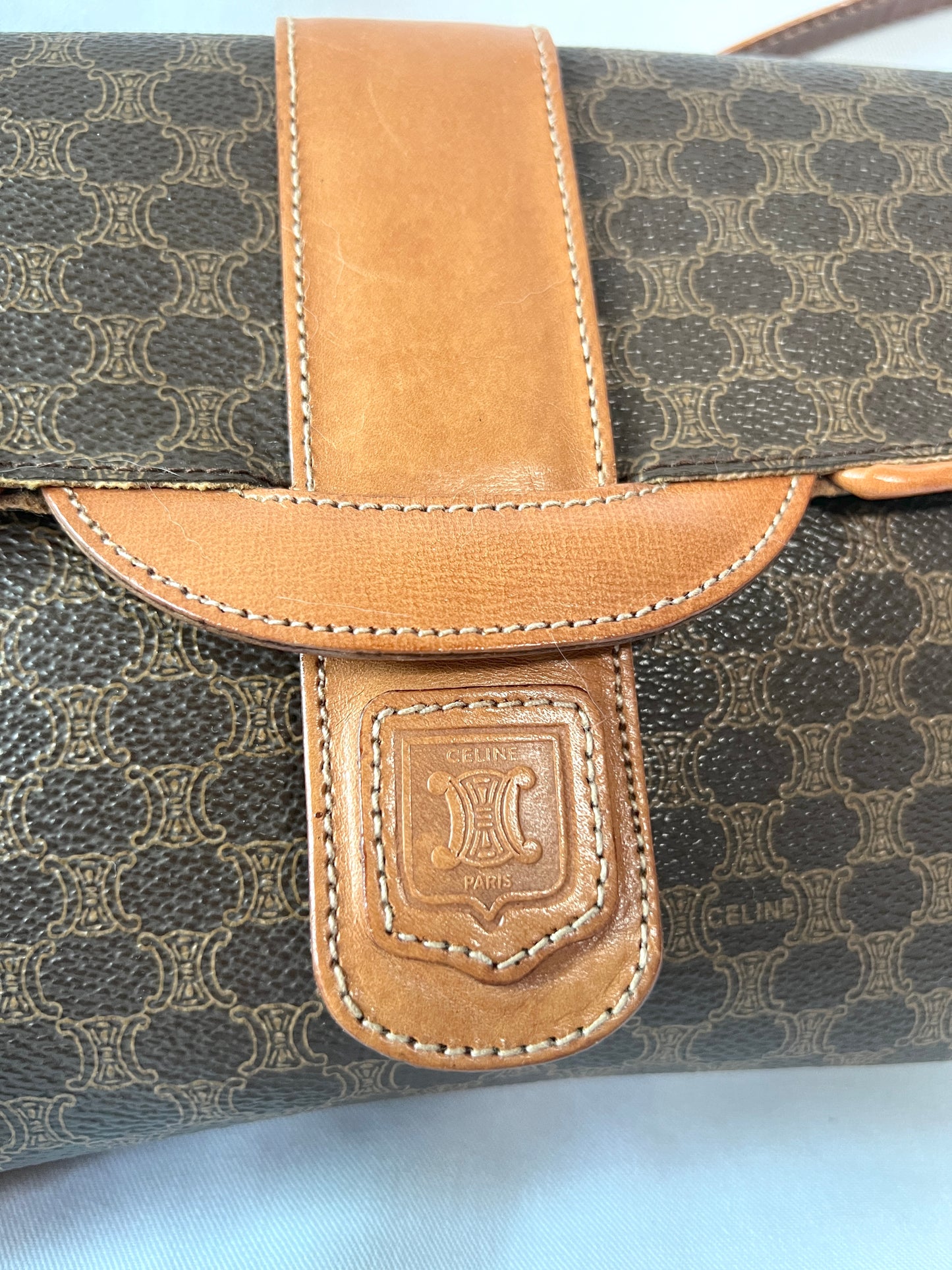 Celine啡色凱旋門手提肩背斜肩側背包 配原裝肩帶 日本中古