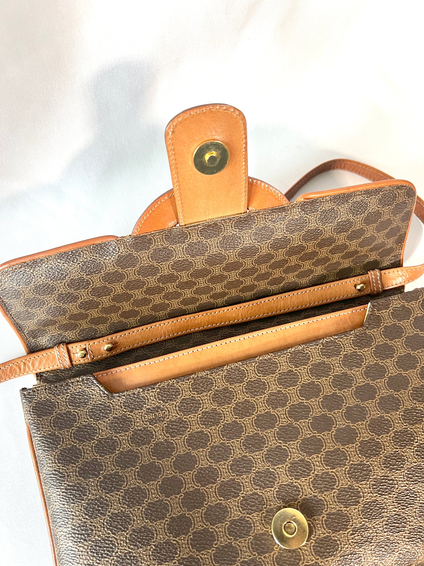 Celine啡色凱旋門手提肩背斜肩側背包 配原裝肩帶 日本中古
