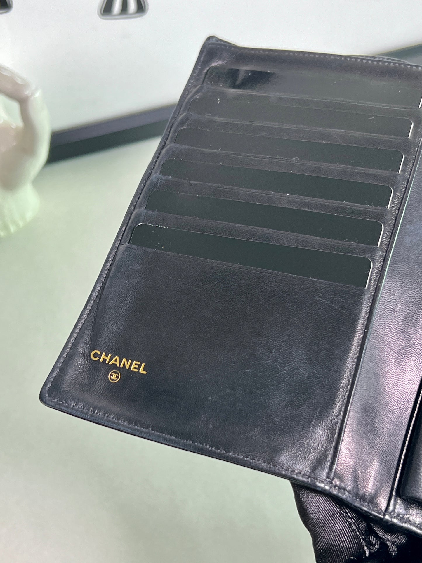Chanel魚子醬牛皮長夾手提肩背斜肩袋 送肩帶 保證卡 原裝盒