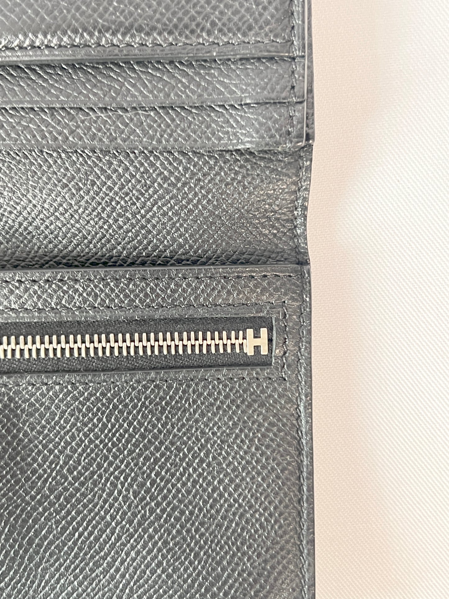 HERMES Bearn Wallet 愛馬仕牛皮金剛色黑銀扣長夾 連原裝橙盒
