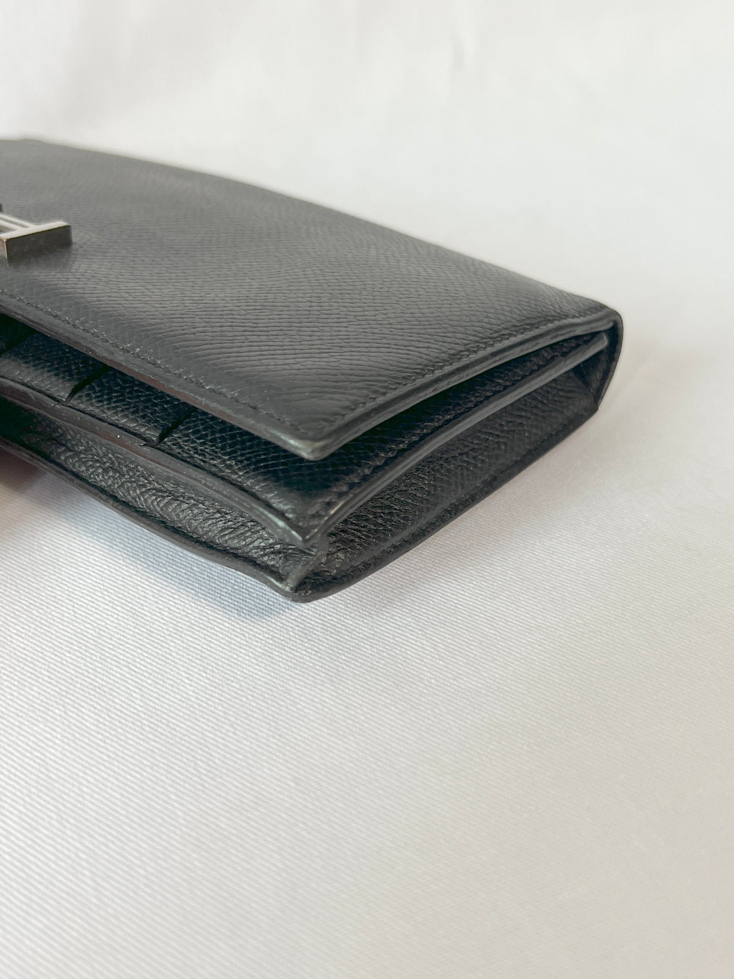 HERMES Bearn Wallet 愛馬仕牛皮金剛色黑銀扣長夾 連原裝橙盒
