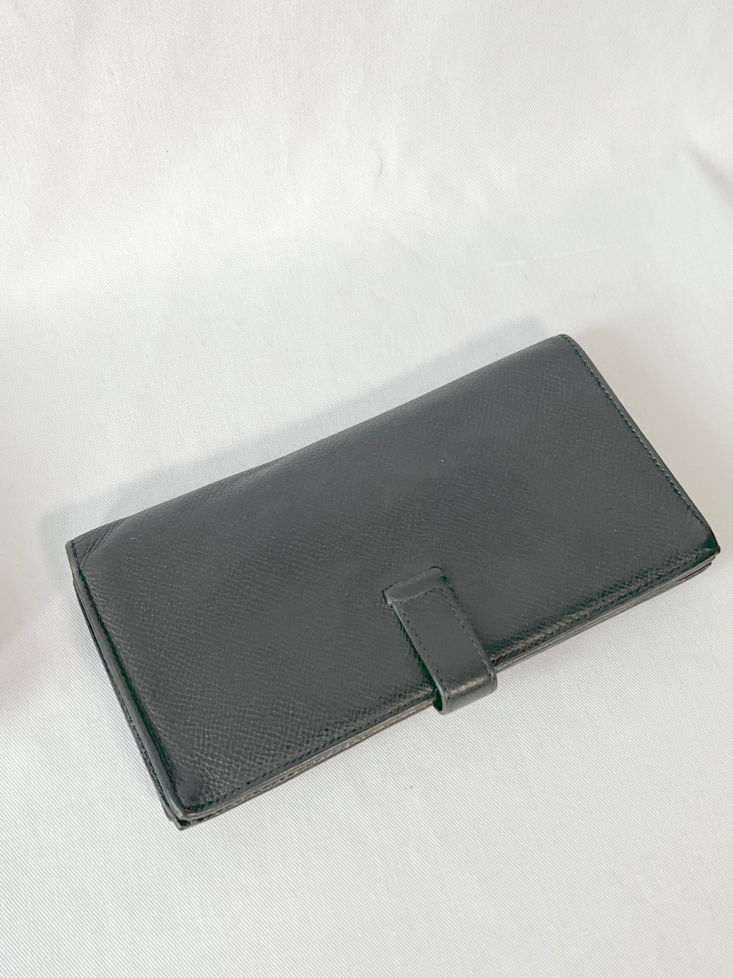 HERMES Bearn Wallet 愛馬仕牛皮金剛色黑銀扣長夾 連原裝橙盒