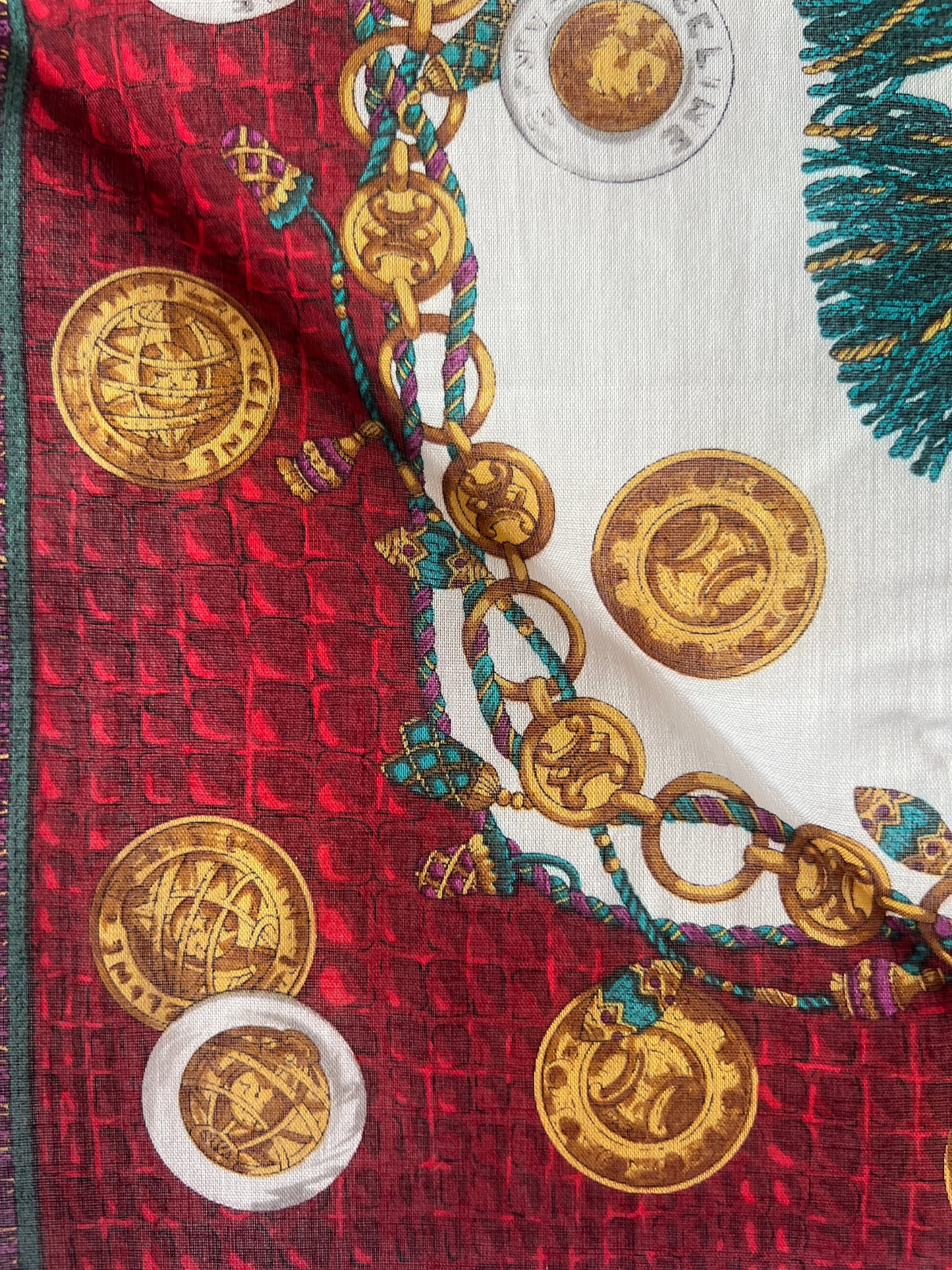 Celine scarf金幣綿質圍巾方巾絲巾 全新連貼紙 日本中古Vintage