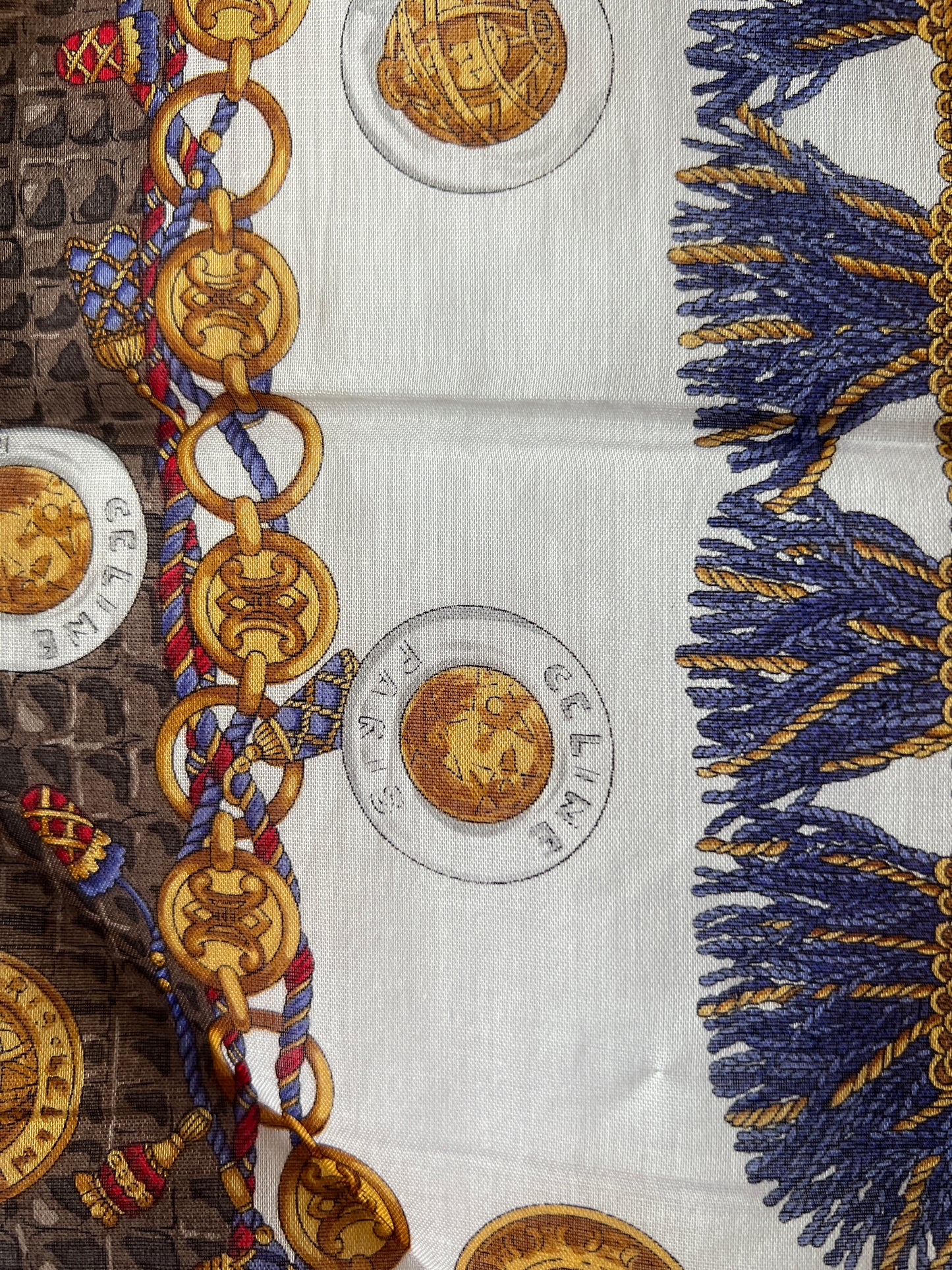 Celine scarf金幣綿質圍巾方巾絲巾 全新連貼紙 日本中古Vintage