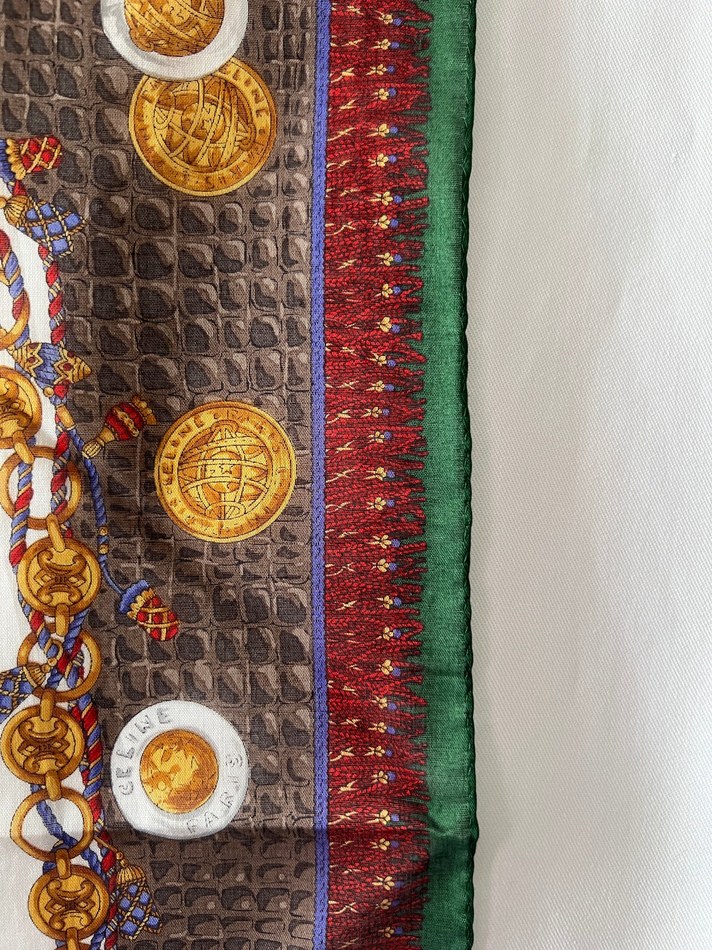 Celine scarf金幣綿質圍巾方巾絲巾 全新連貼紙 日本中古Vintage
