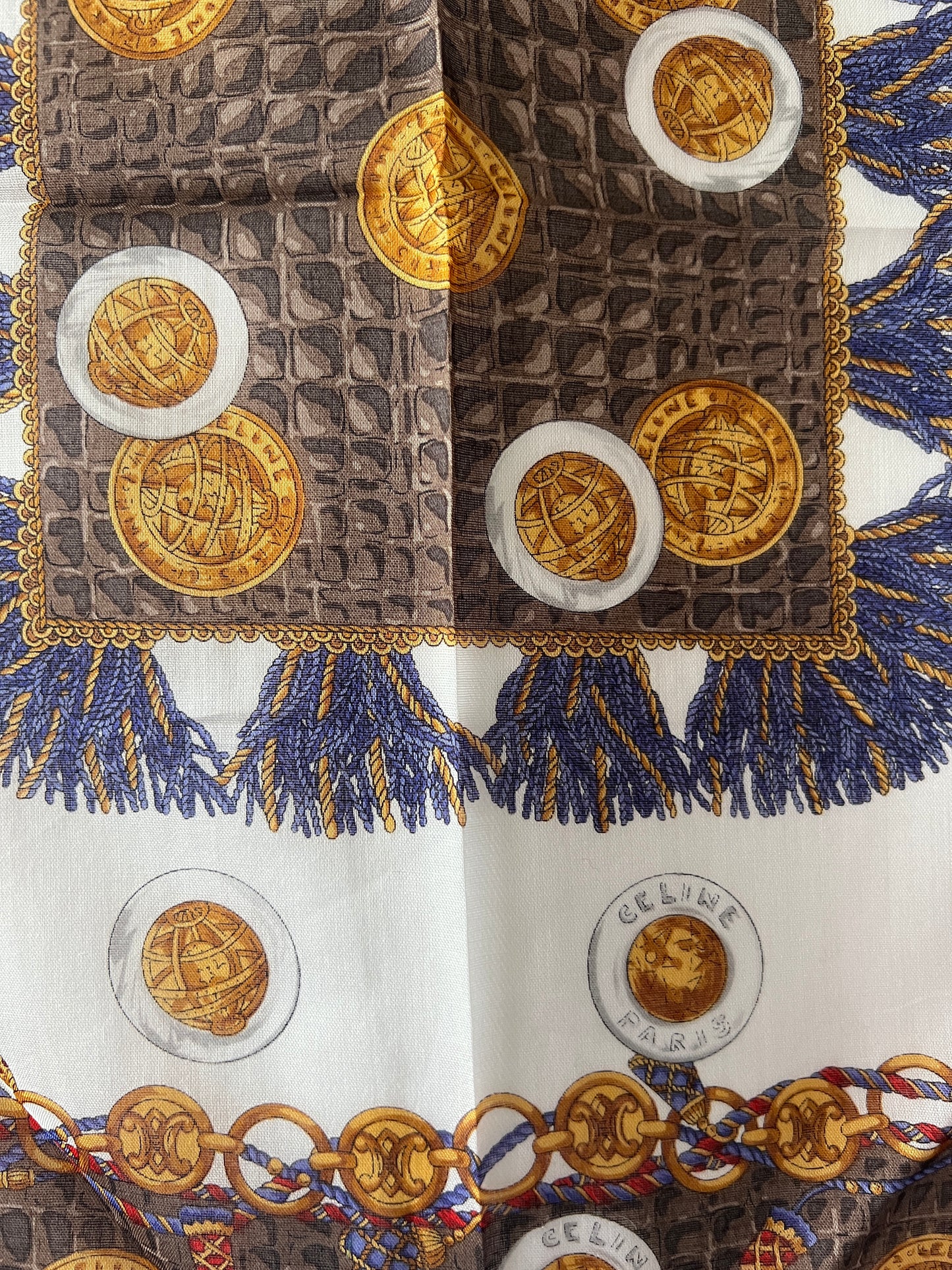 Celine scarf金幣綿質圍巾方巾絲巾 全新連貼紙 日本中古Vintage