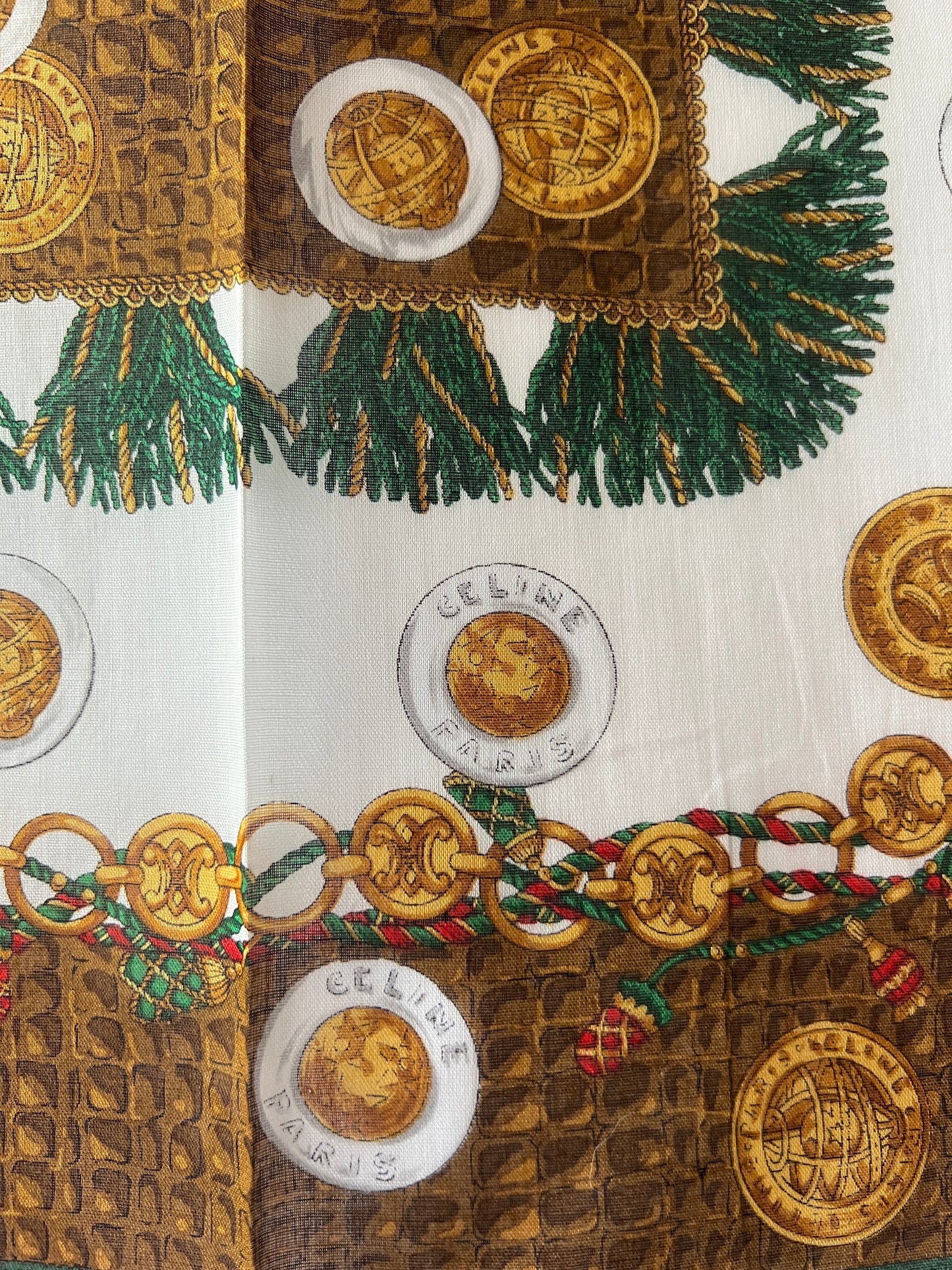 Celine scarf金幣綿質圍巾方巾絲巾 全新連貼紙 日本中古Vintage
