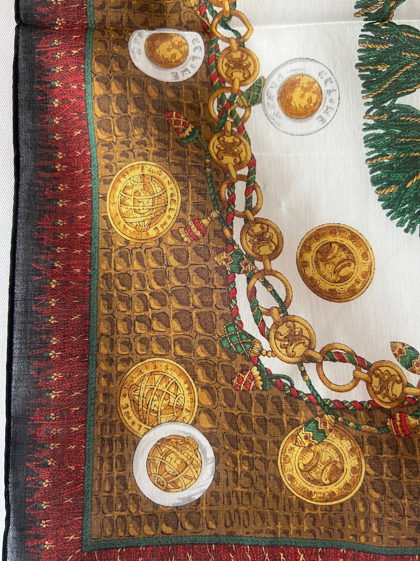 Celine scarf金幣綿質圍巾方巾絲巾 全新連貼紙 日本中古Vintage