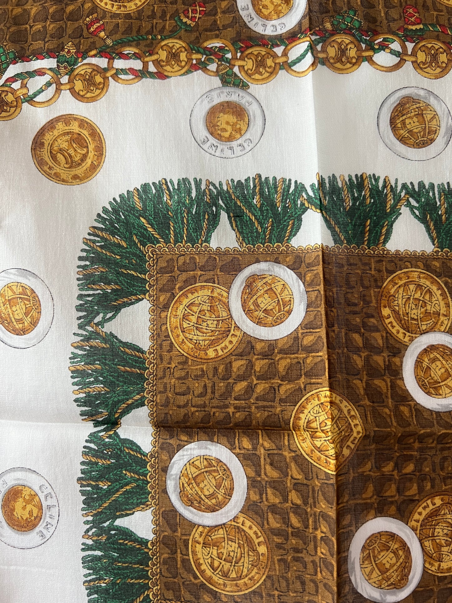 Celine scarf金幣綿質圍巾方巾絲巾 全新連貼紙 日本中古Vintage