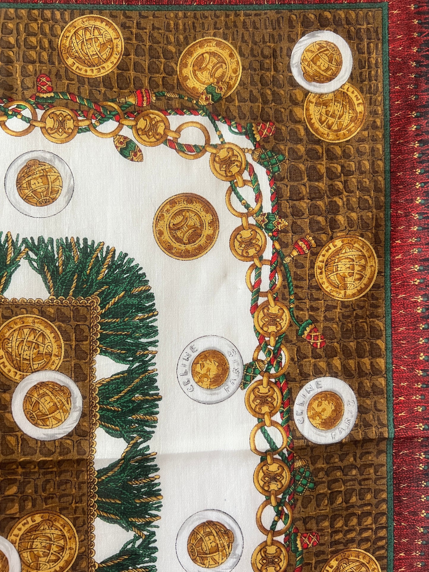 Celine scarf金幣綿質圍巾方巾絲巾 全新連貼紙 日本中古Vintage