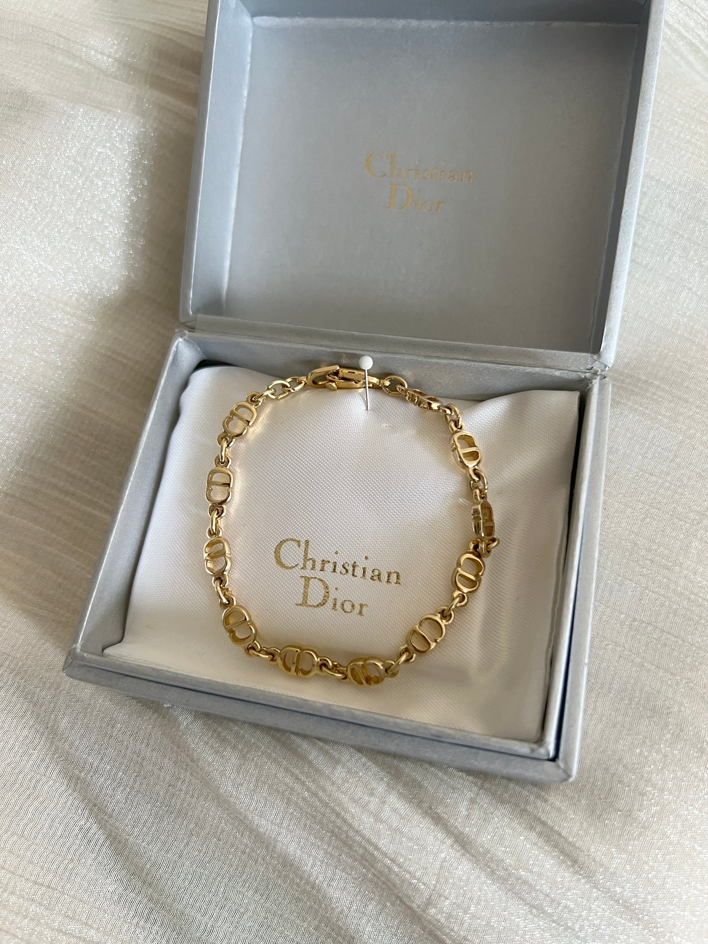 Dior極美品氣質典雅金色鍍金CD手鏈