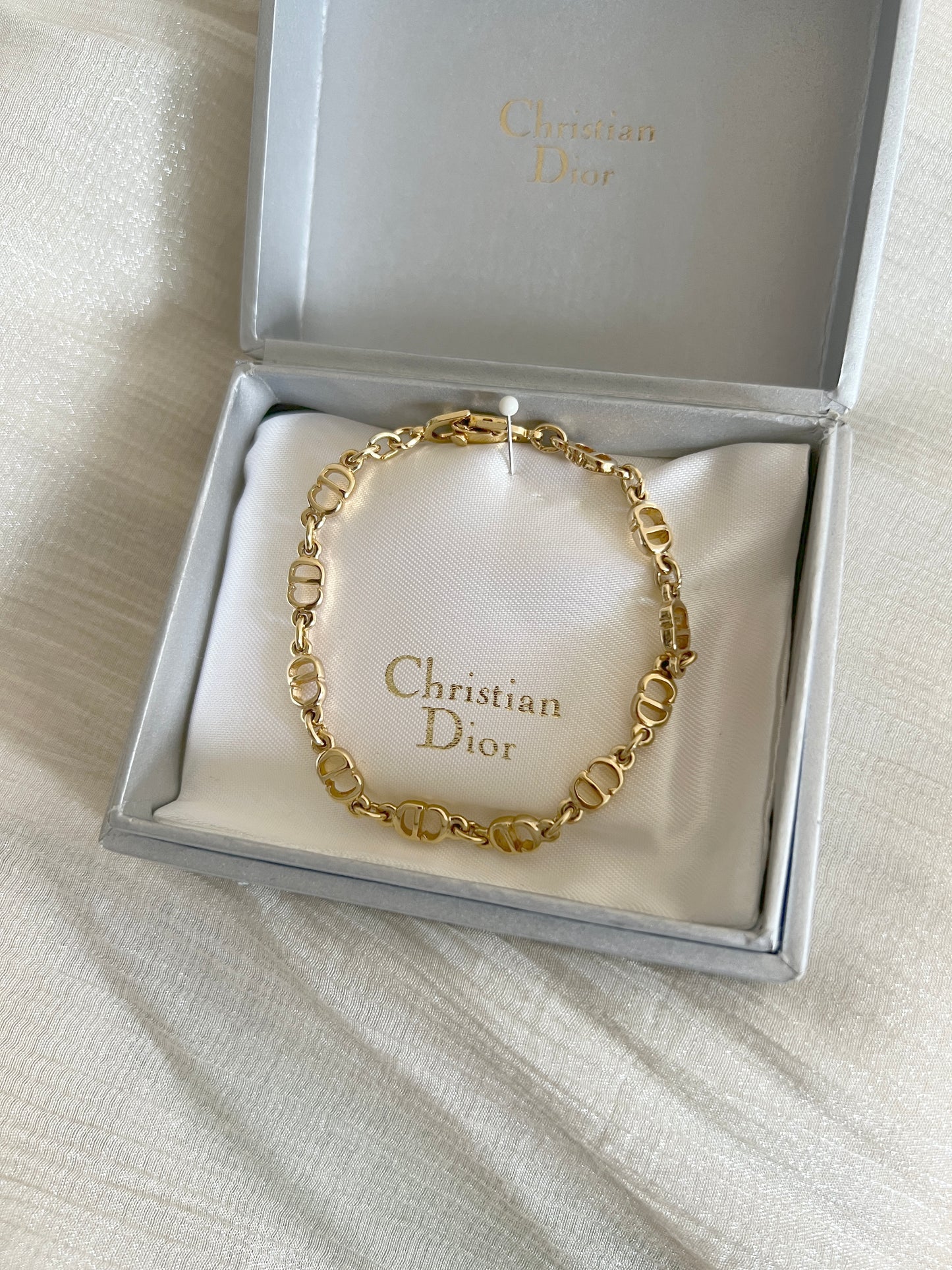 Dior極美品氣質典雅金色鍍金CD手鏈