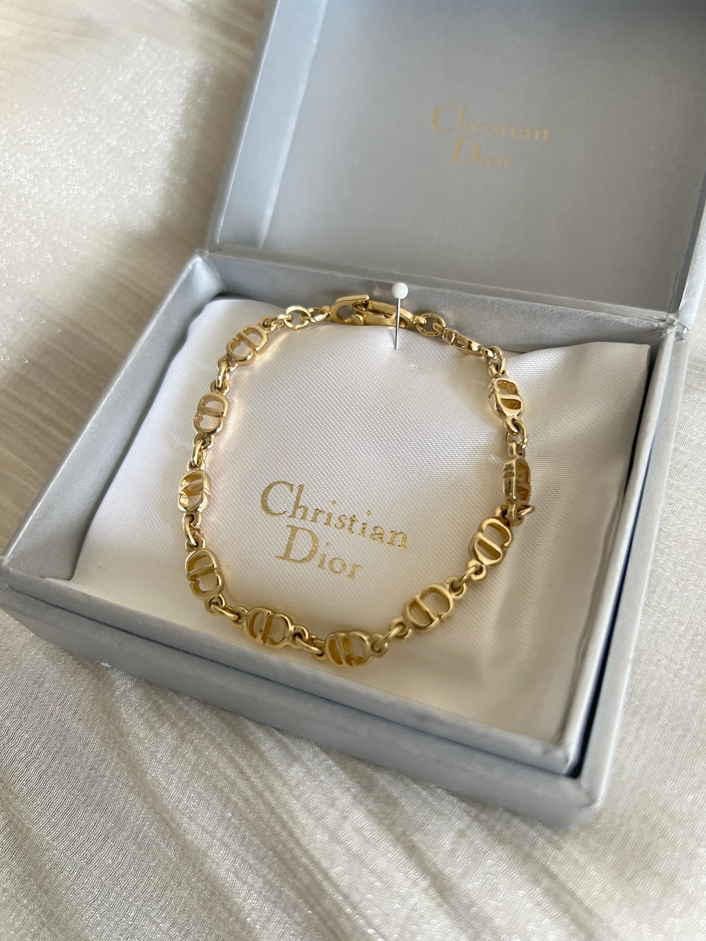 Dior極美品氣質典雅金色鍍金CD手鏈