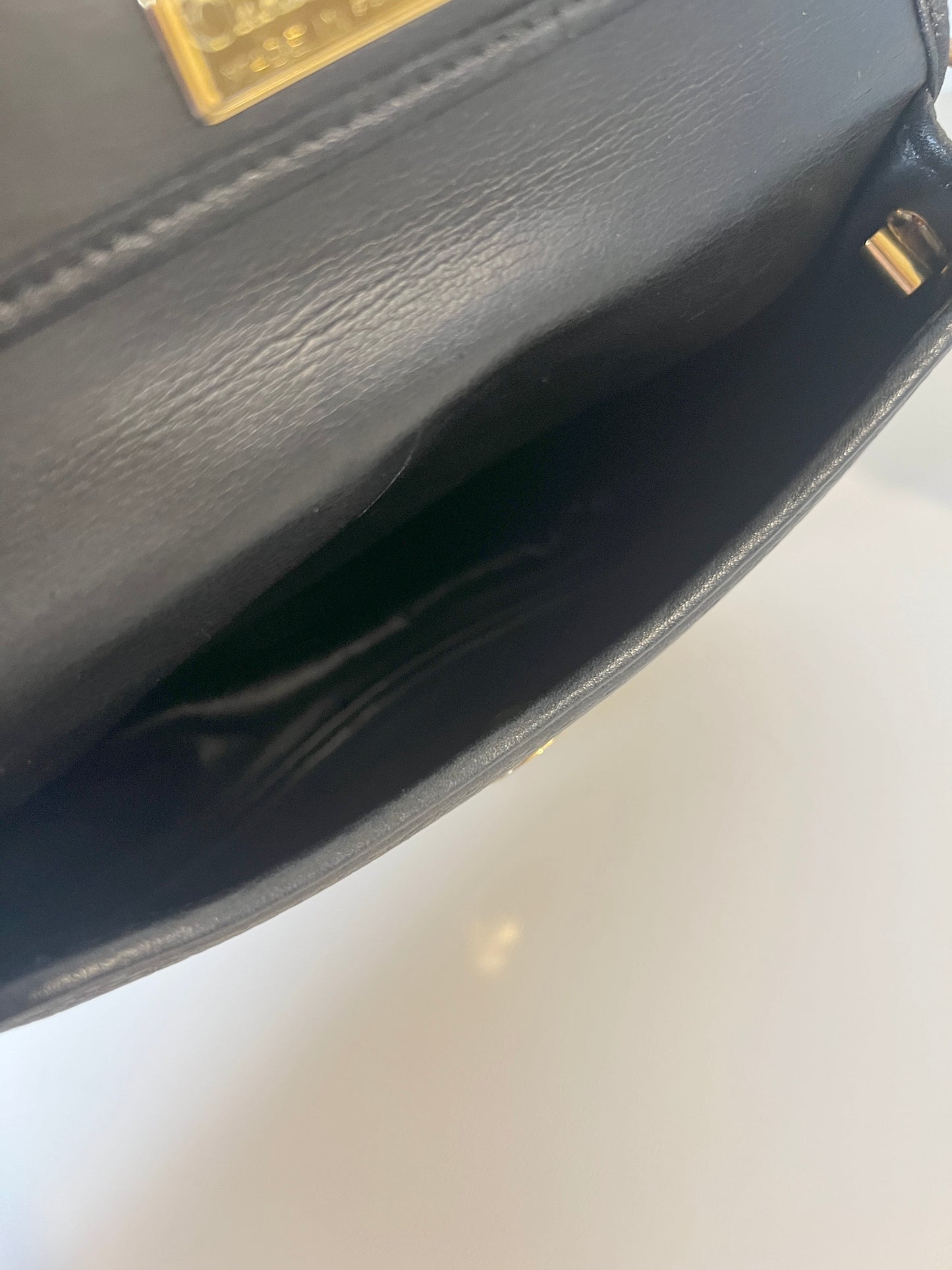 Dior復古黑色啡色皮革CD斜肩側背手提袋