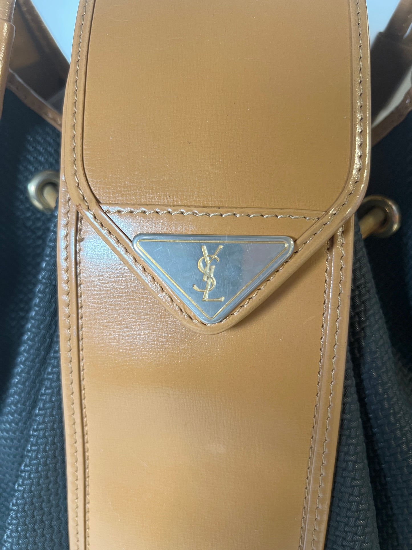 YSL啡色皮革中古特色水桶包 可調節肩帶 日本中古Vintage