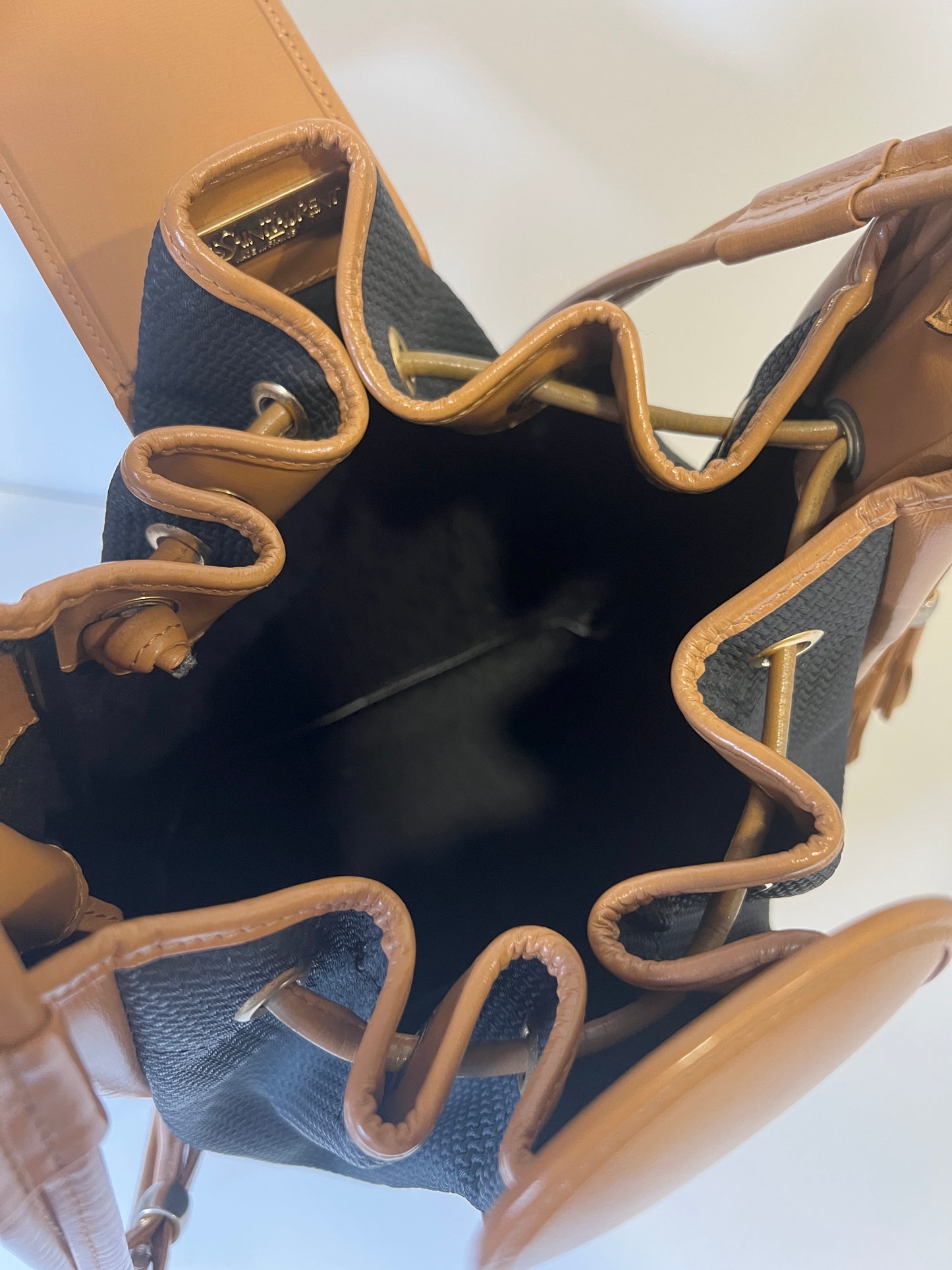 YSL啡色皮革中古特色水桶包 可調節肩帶 日本中古Vintage