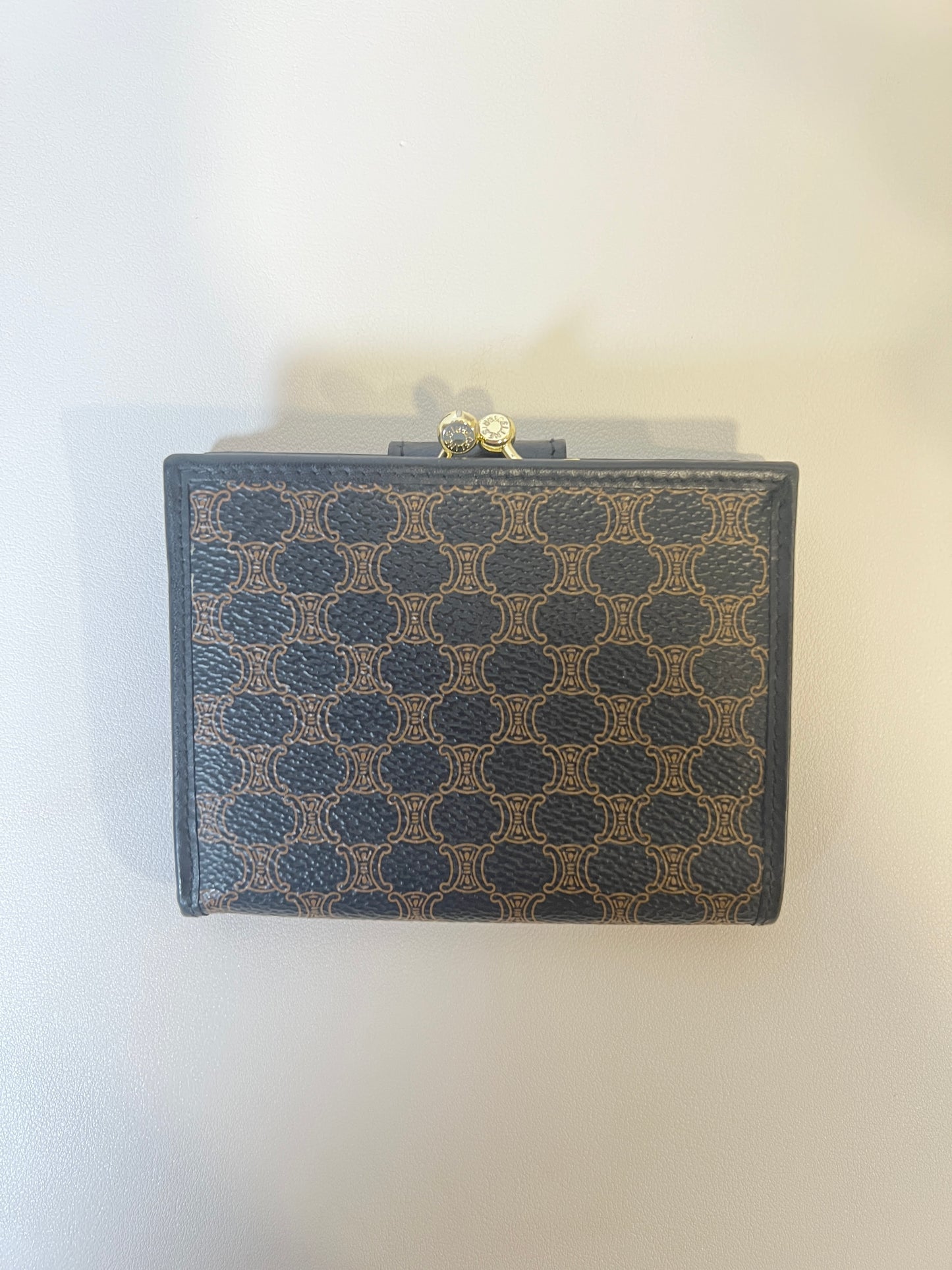 Celine黑色凱旋門短夾皮革銀包錢包 日本中古Vintage